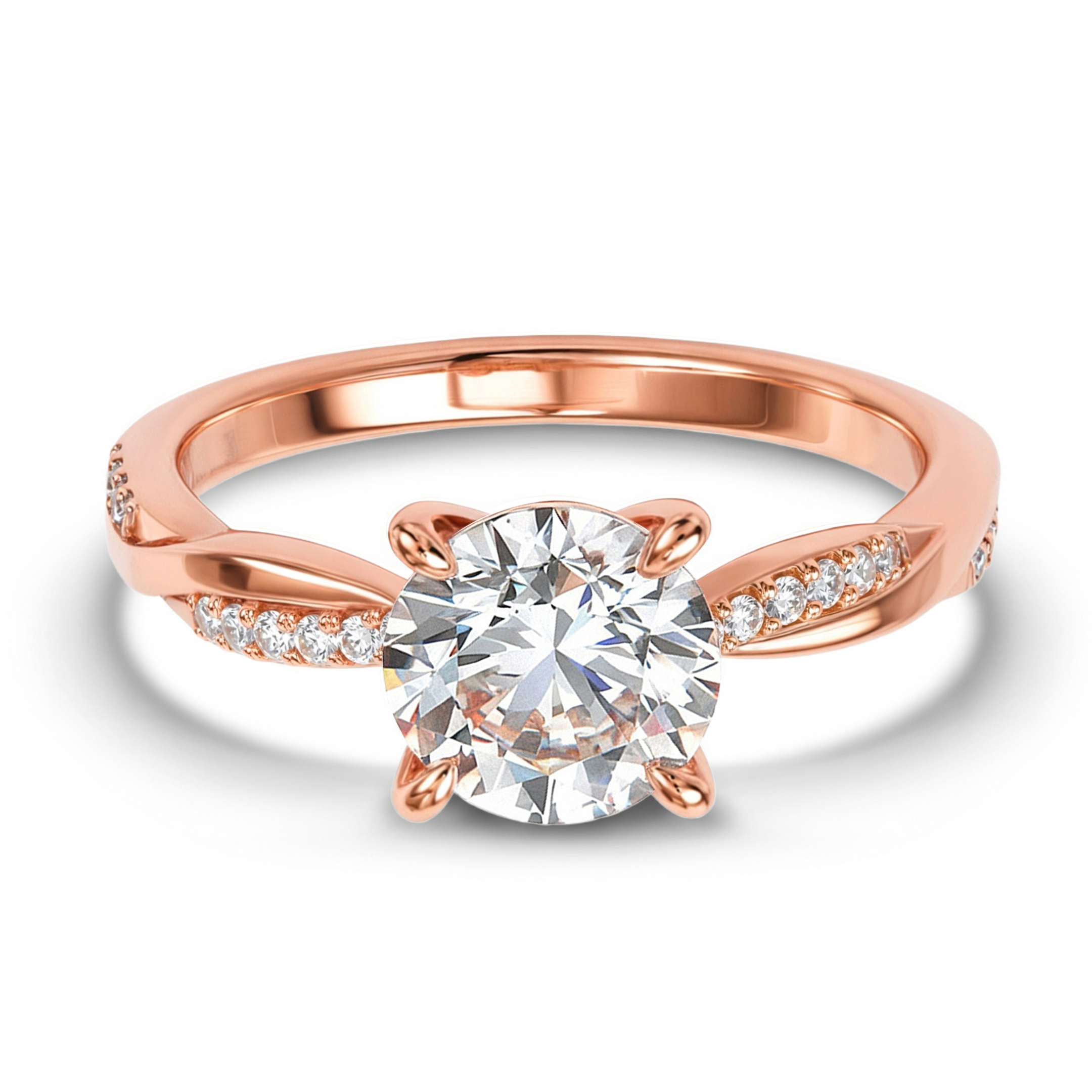 Twisted Band 5CT Round Cut Moissanite Ring