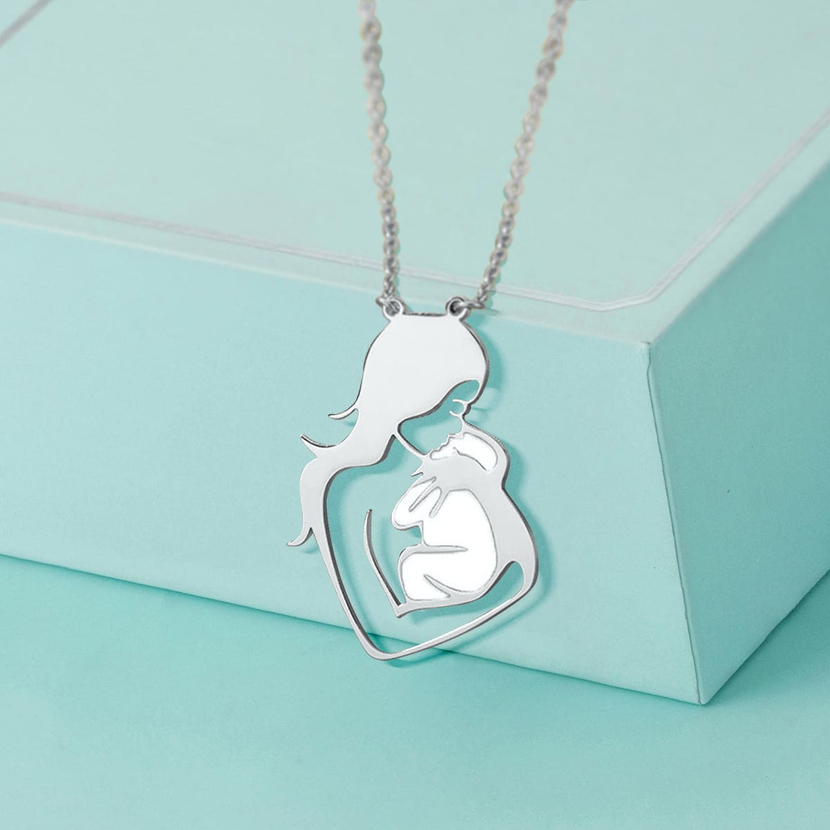 Collier Pendentif Coeur Amour Maternel - Acier Inoxydable