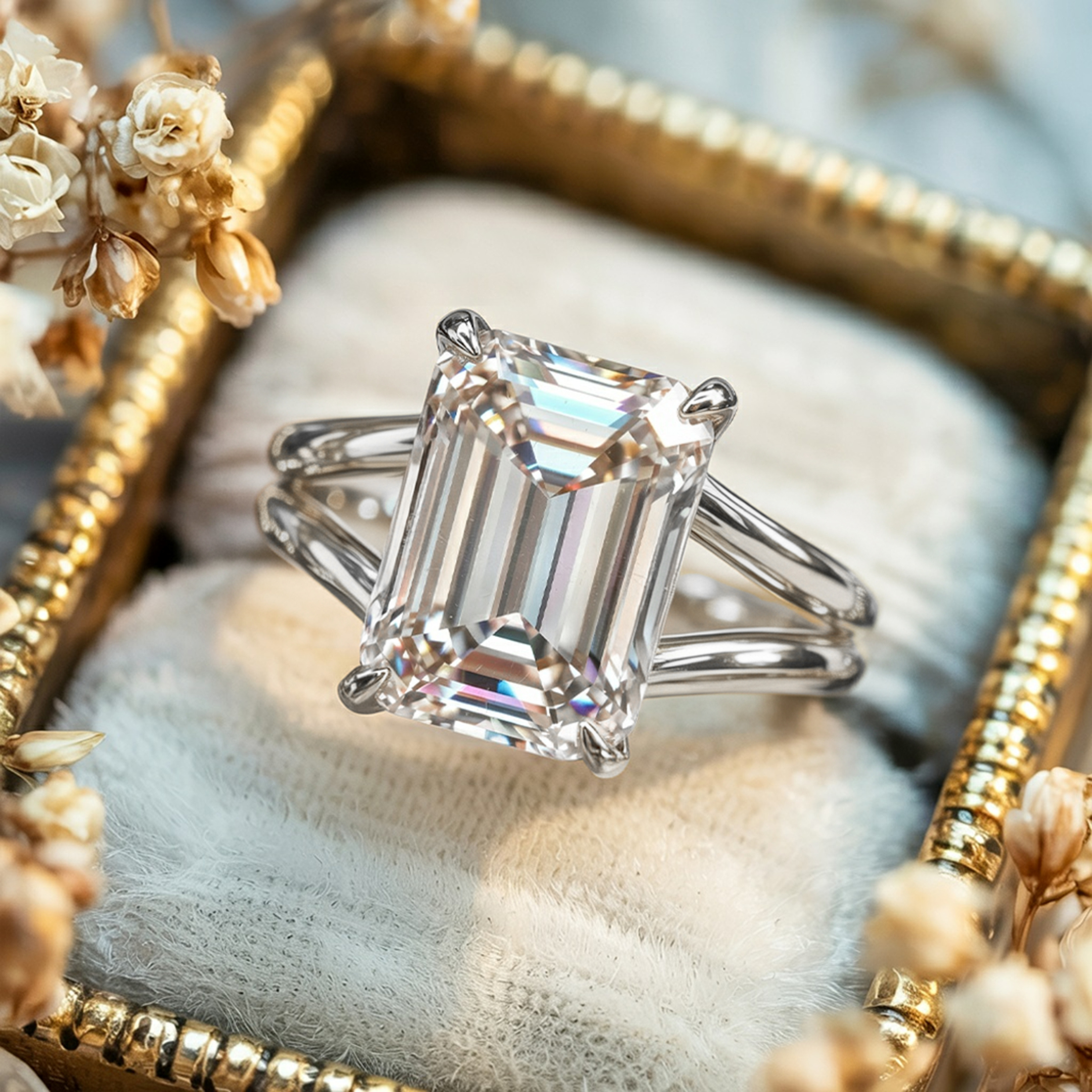 The Bella Jewel – Split Shank Moissanite Ring