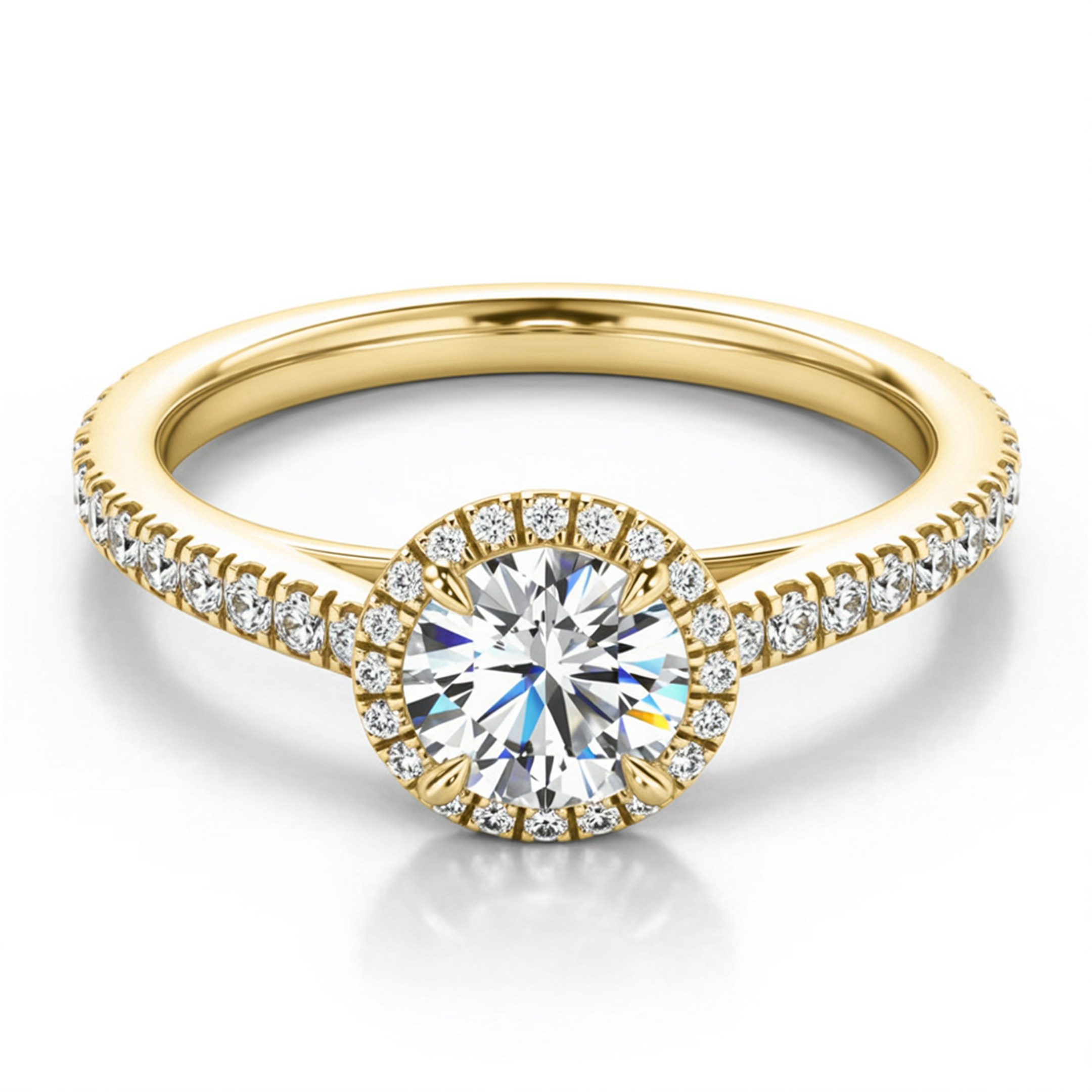 1CT Round Cut Halo Eternity Moissanite Ring