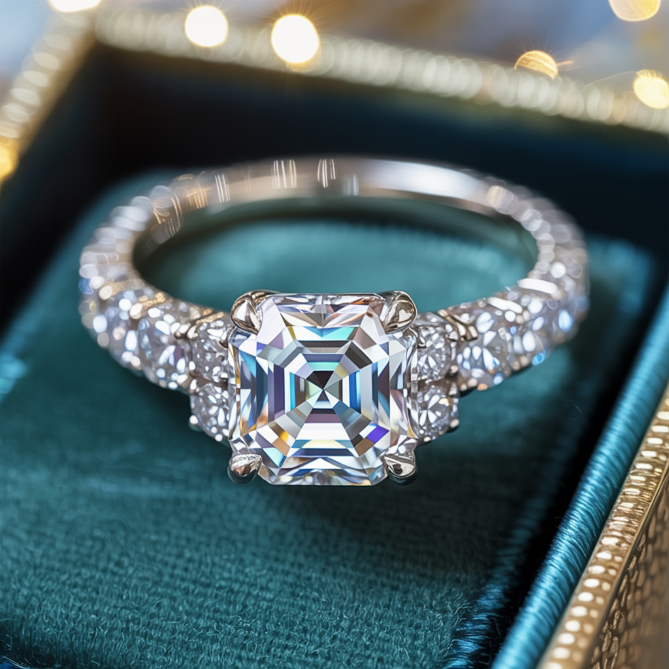 The Adelina Rae Asscher Cut Moissanite Ring