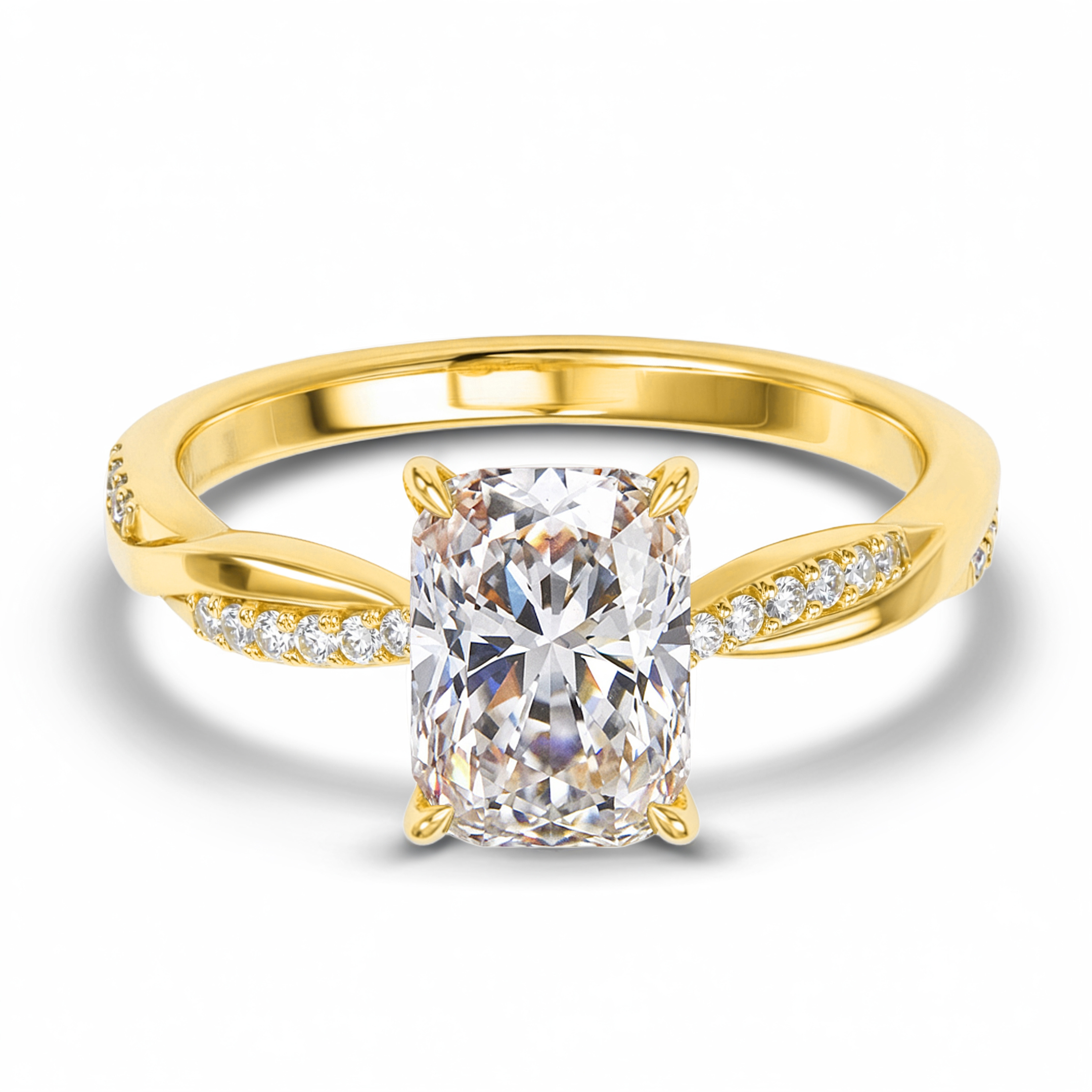 Twisted Band 1CT Radiant Cut Moissanite Ring