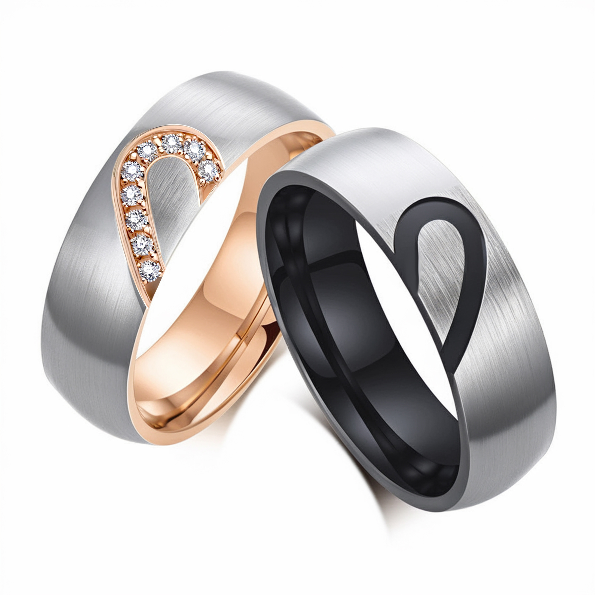 Bagues de couple Cœurs Diamant Assortis