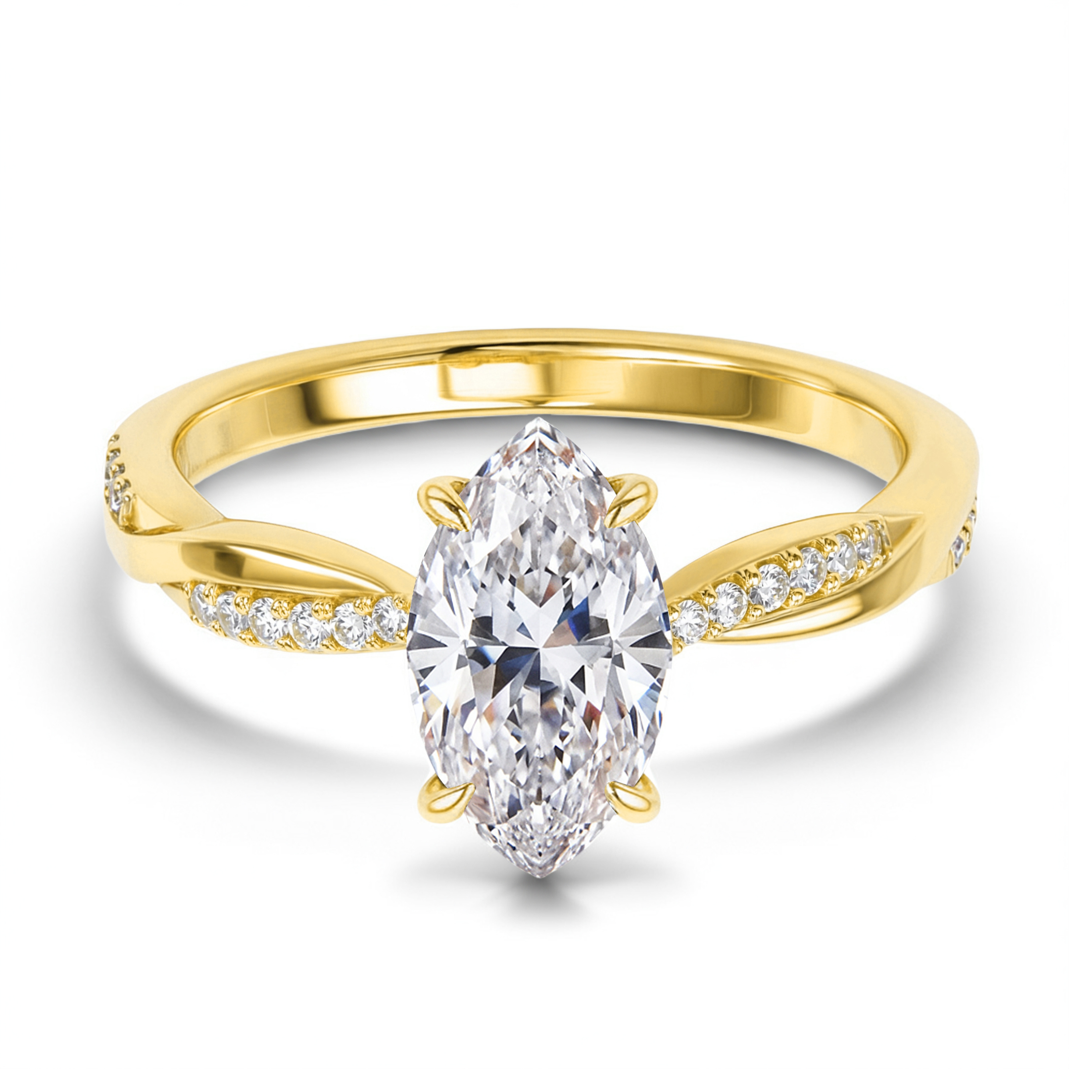 Twisted Band 1CT Marquise Cut Moissanite Ring