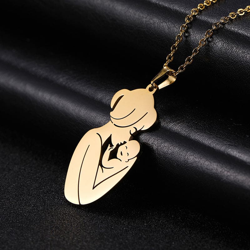 Collier Pendentif Mère et Enfant - Acier Inoxydable