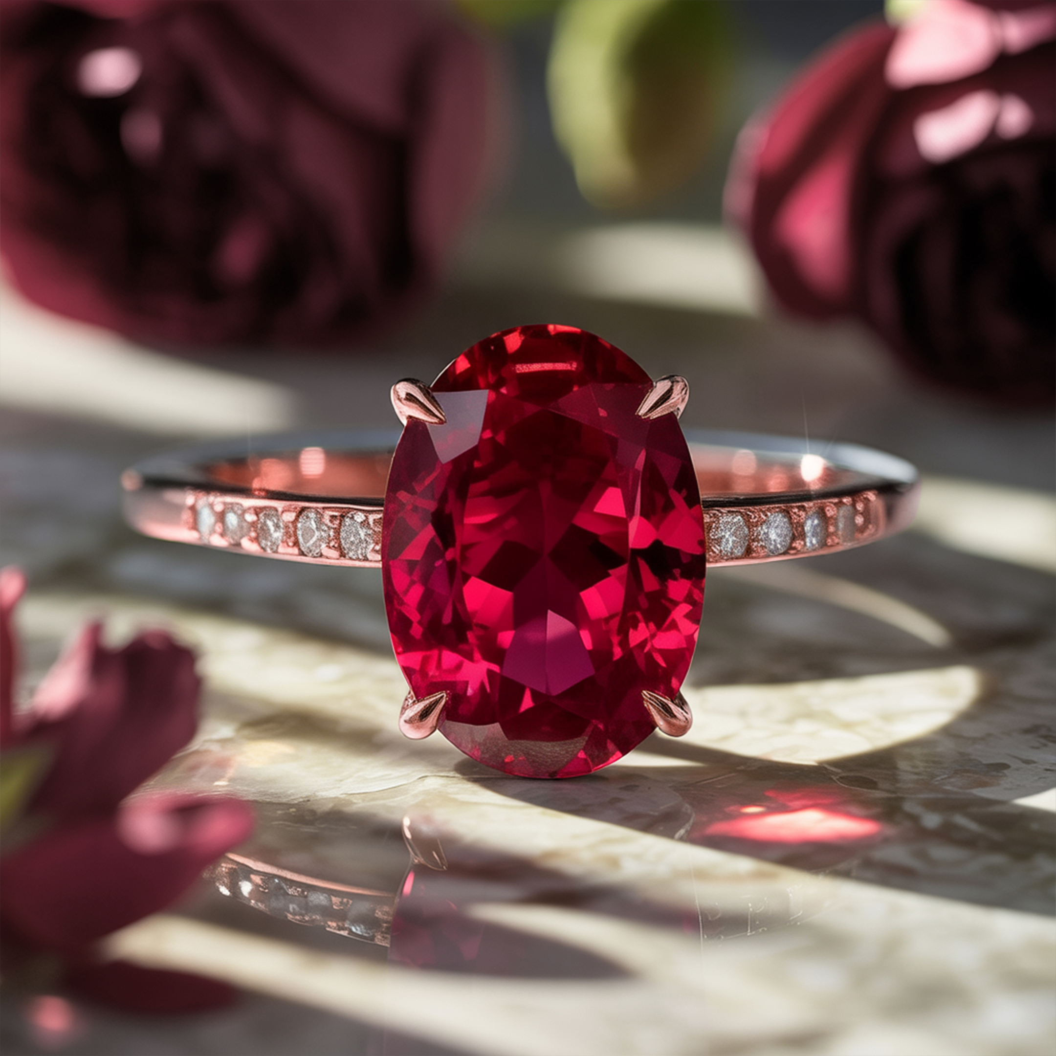 The Opaline - Red Moissanite Ring