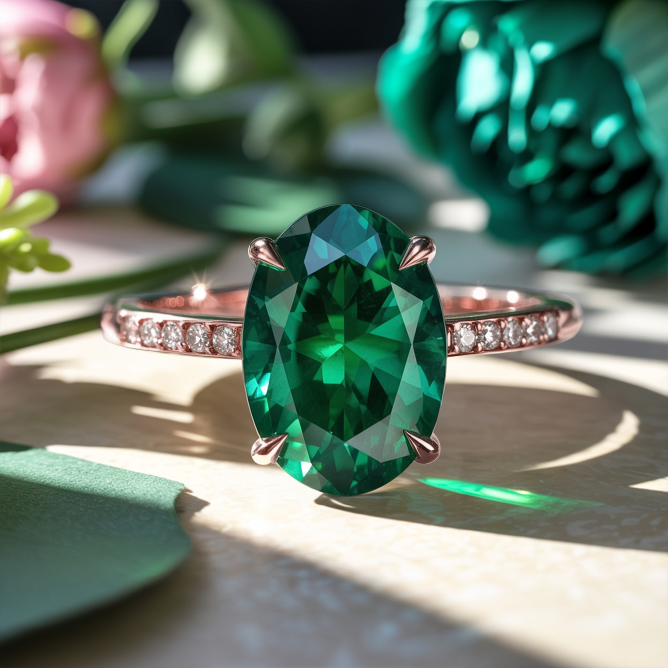 La bague Opaline - Moissanite verte