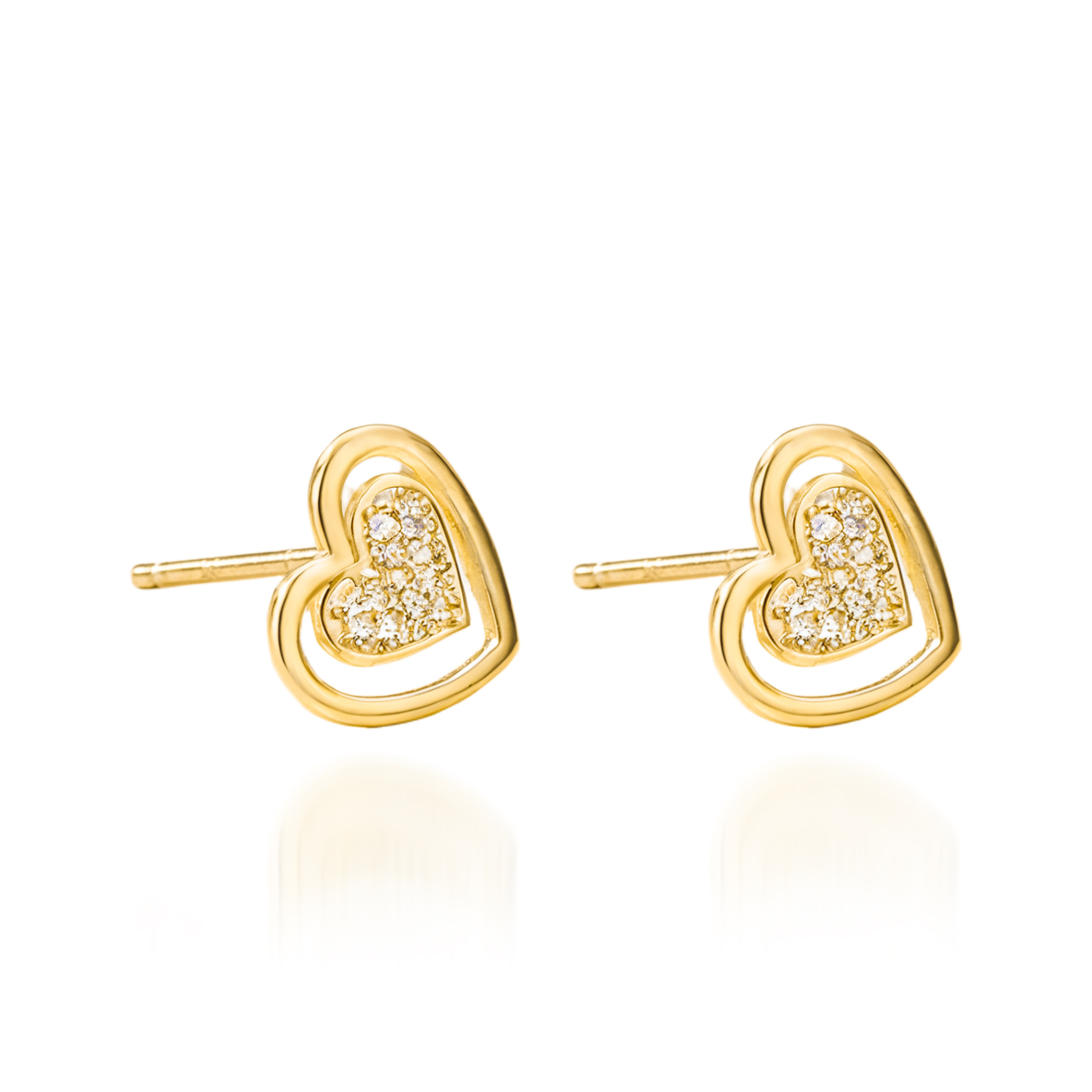 Boucles d'oreilles cœur argent avec diamants