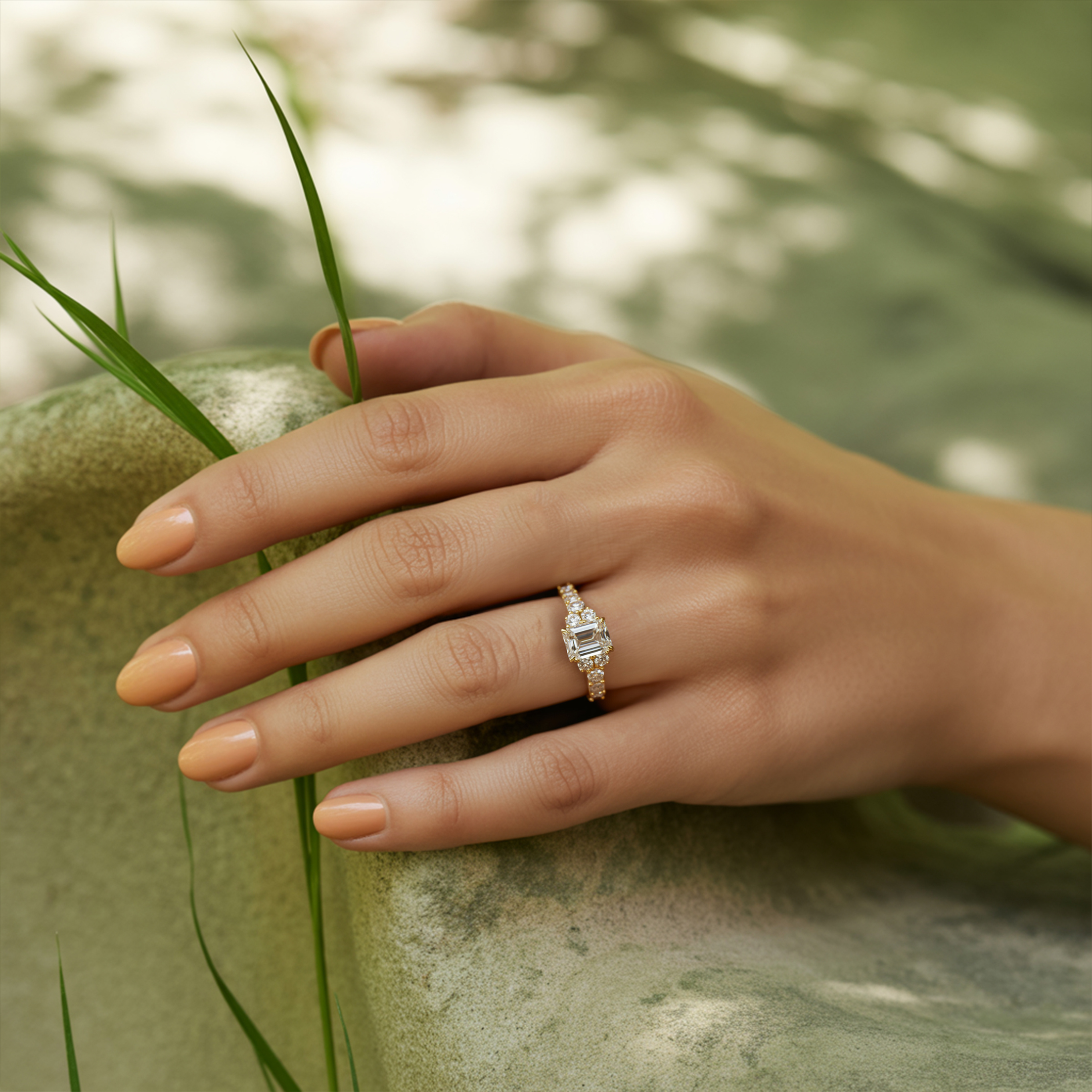 The Adelina Rae 1CT Emerald Cut Moissanite Ring