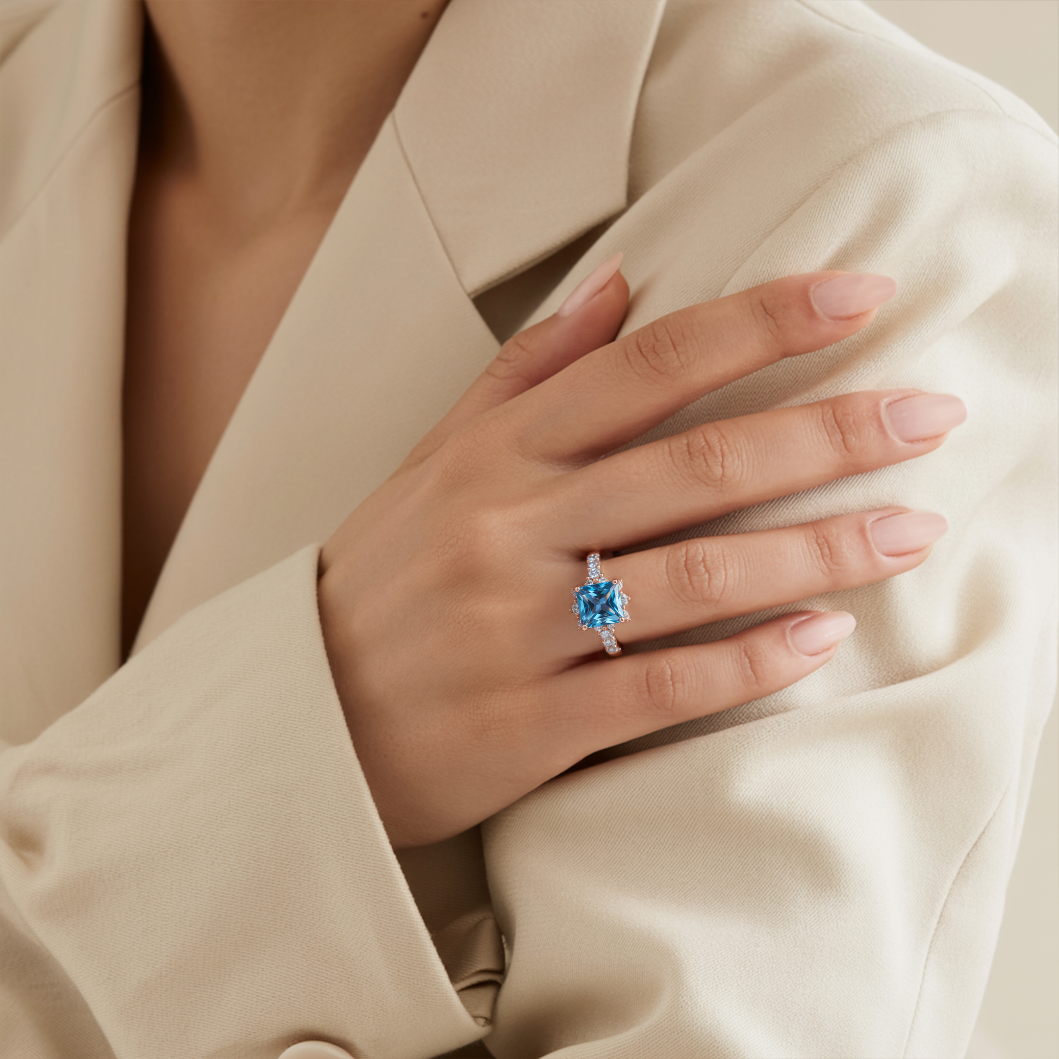 The Caterina 3CT Princess Cut Moissanite Ring