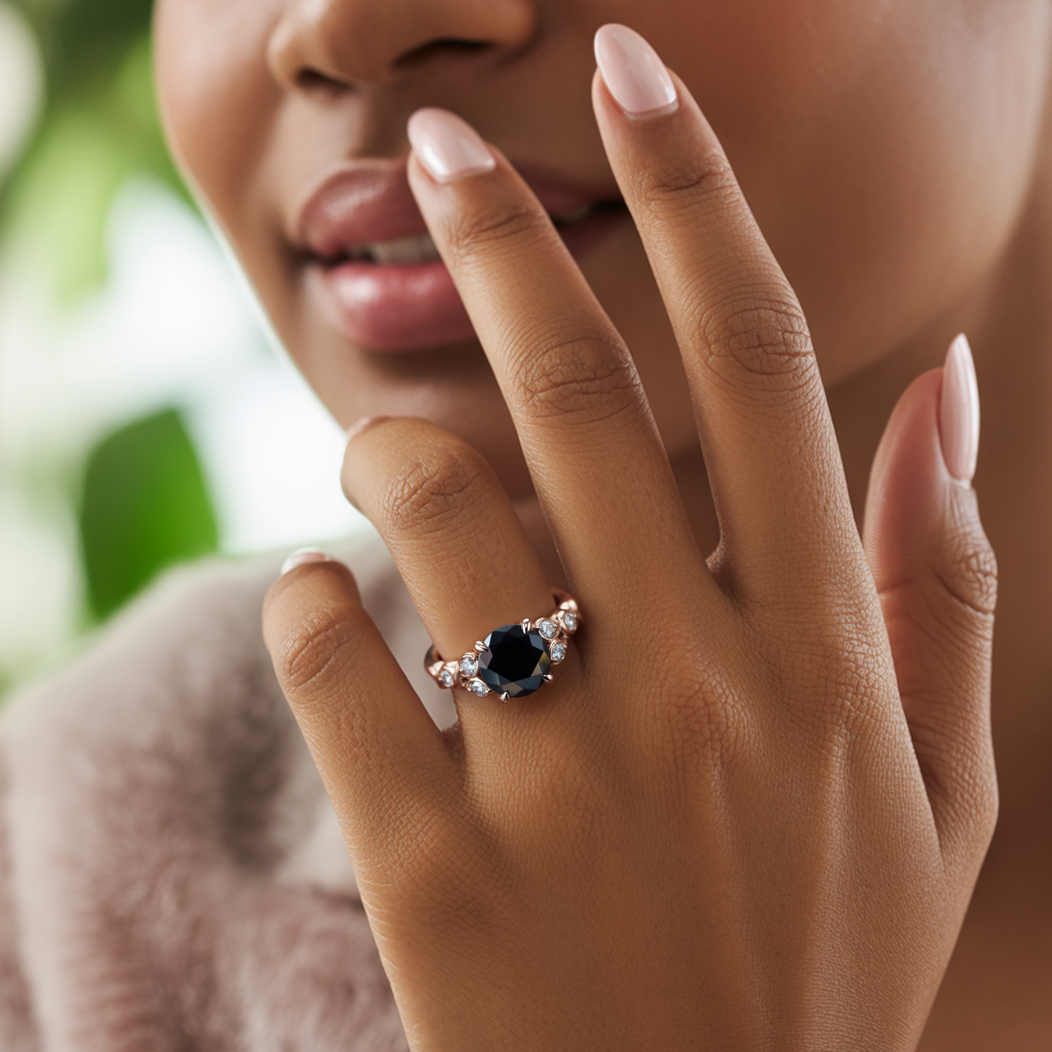 The Katalina 1.5CT Round Cut Black Moissanite Ring