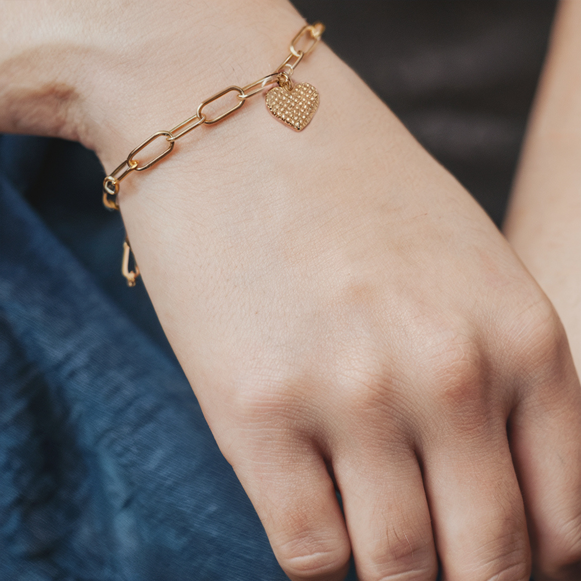 Bracelet Cœur en Trombone Or