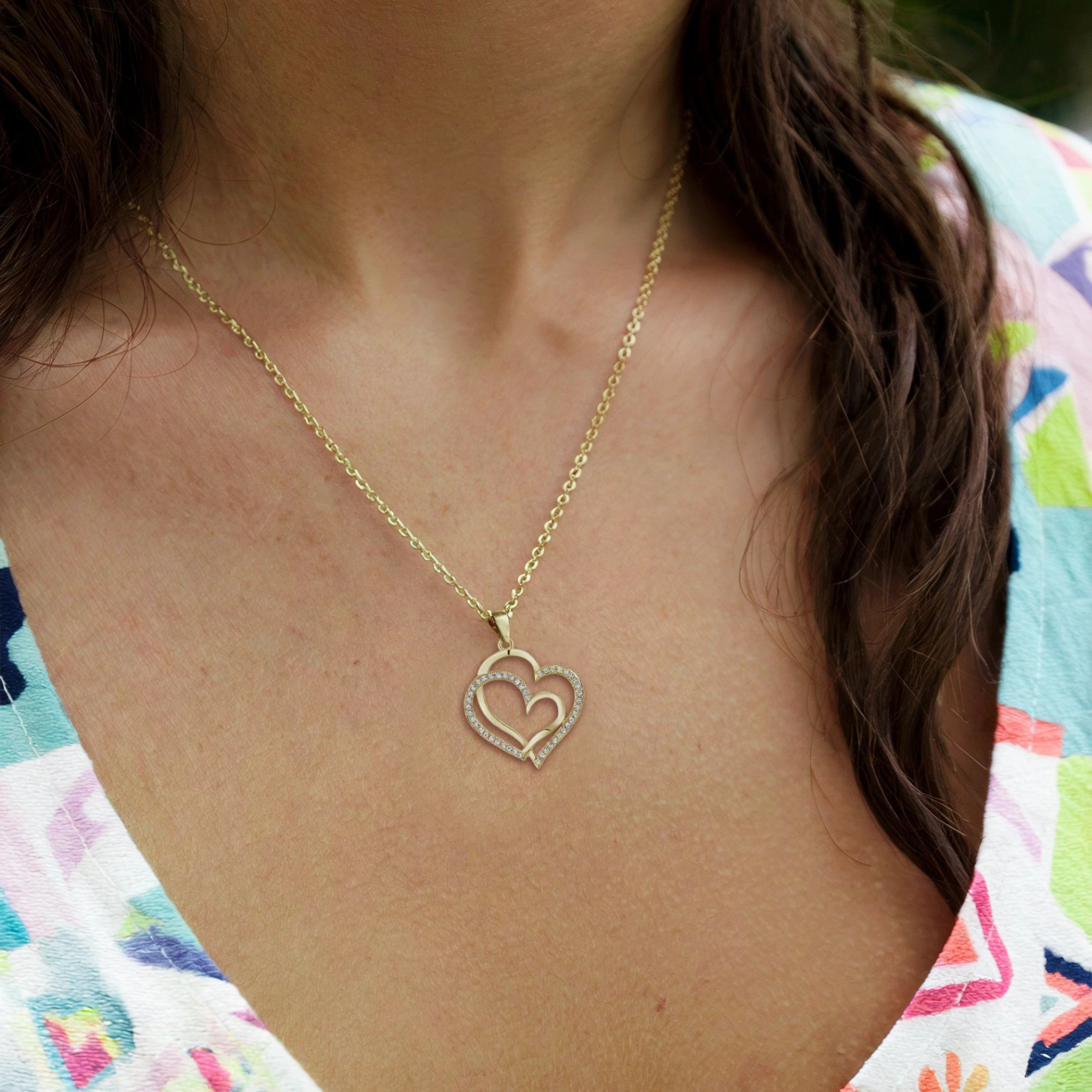 Collier Double Cœur Incliné