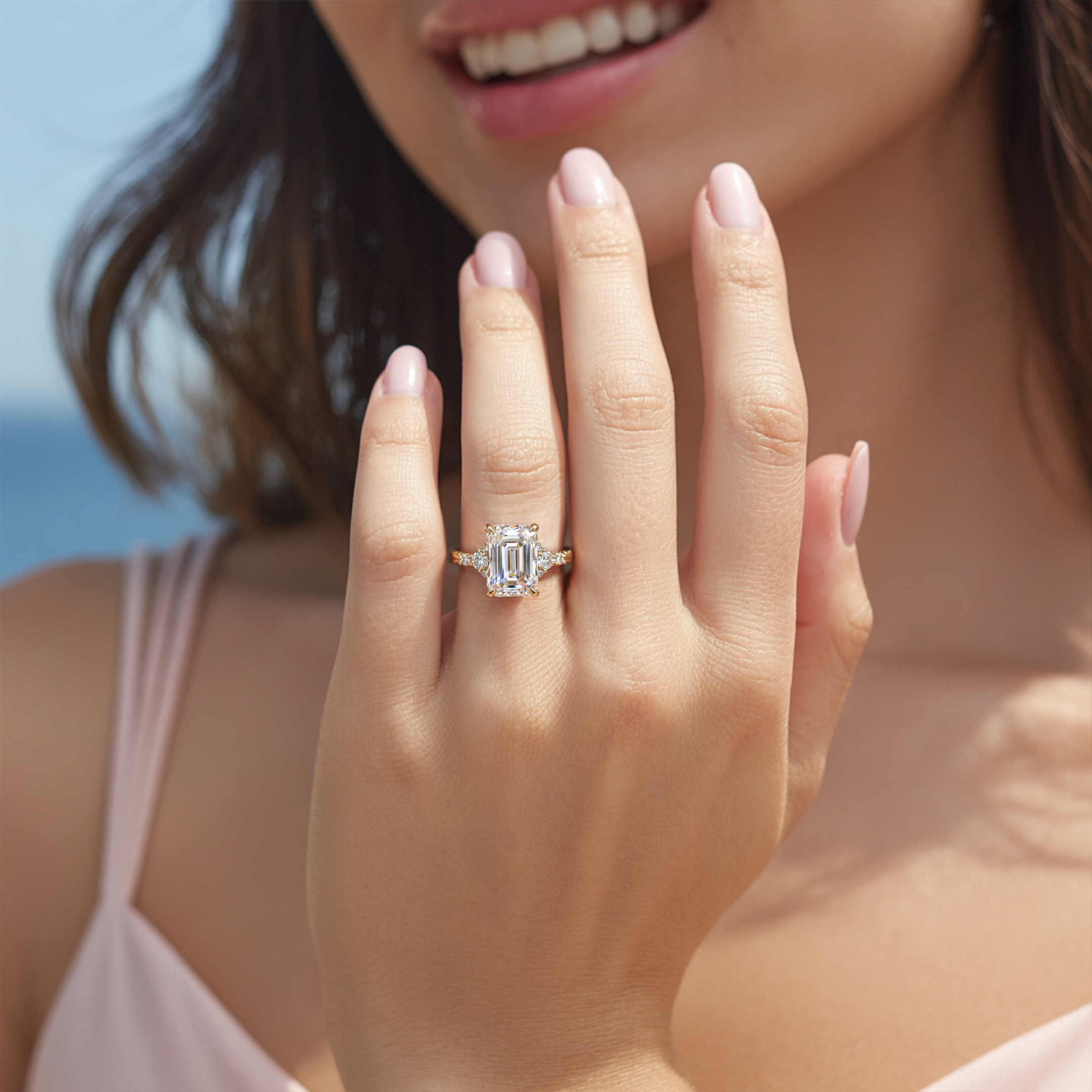 The Bella Jewel 5CT Emerald Cut Moissanite Ring