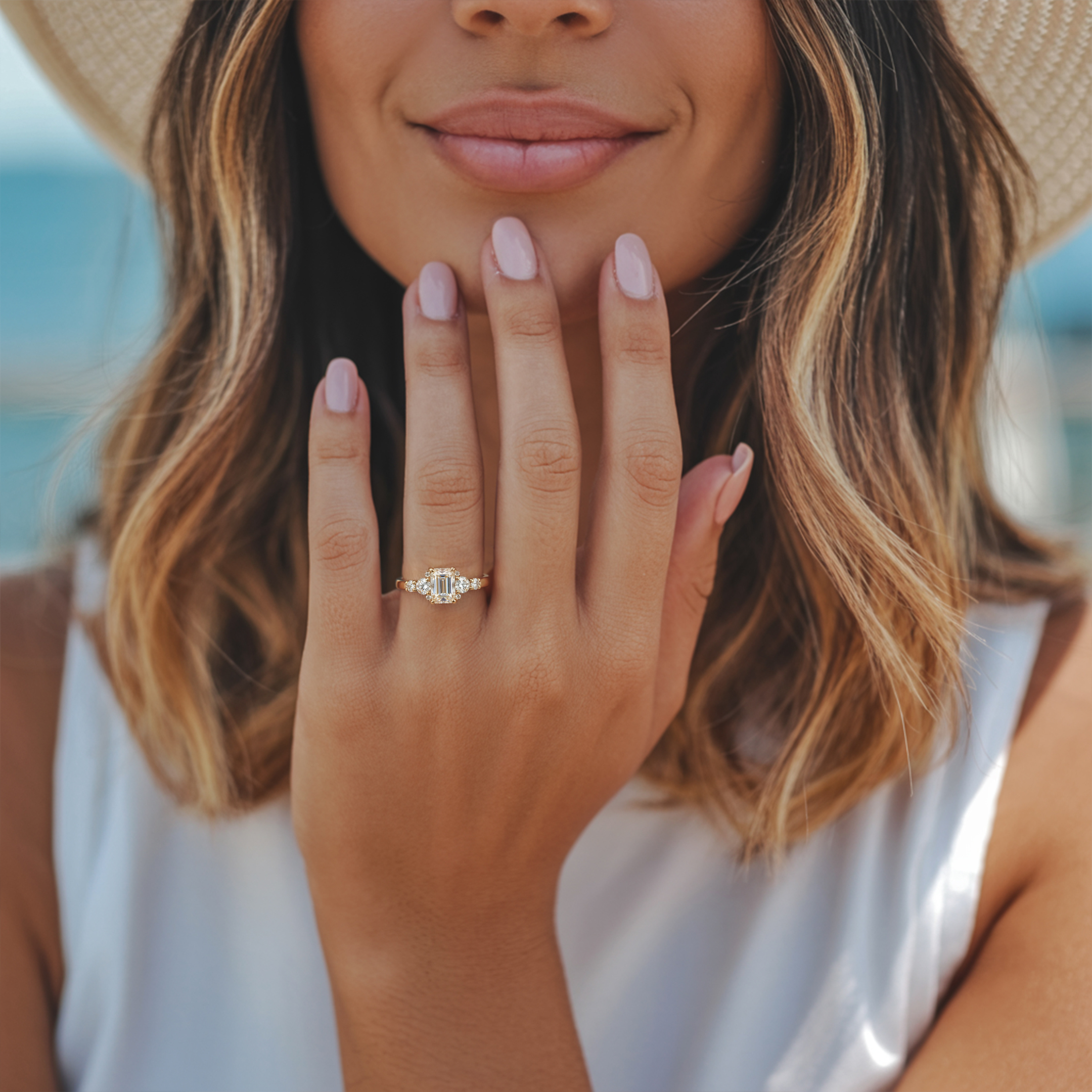 The Bella Jewel 1CT Emerald Cut Moissanite Ring