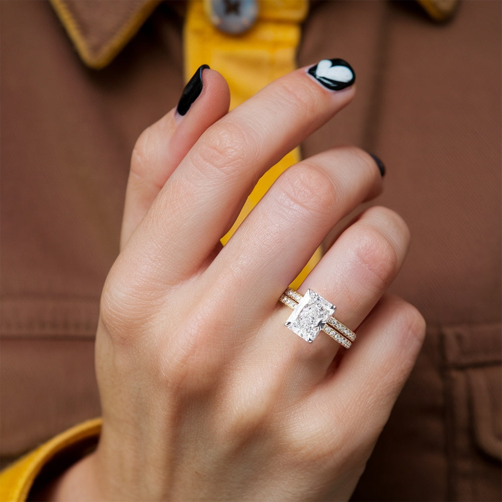 Radiant Cut 2Pcs Moissanite Ring Set