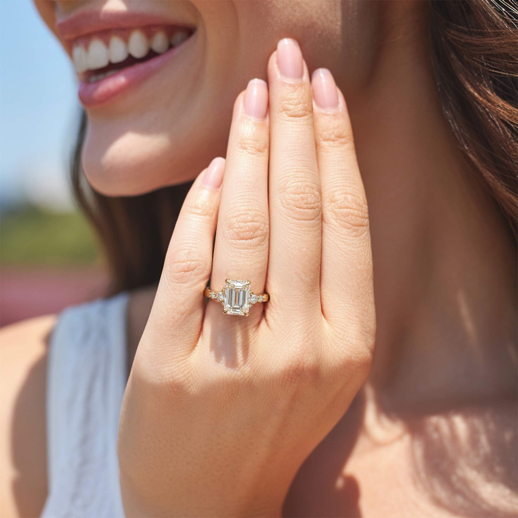 The Bella Jewel 4CT Emerald Cut Moissanite Ring