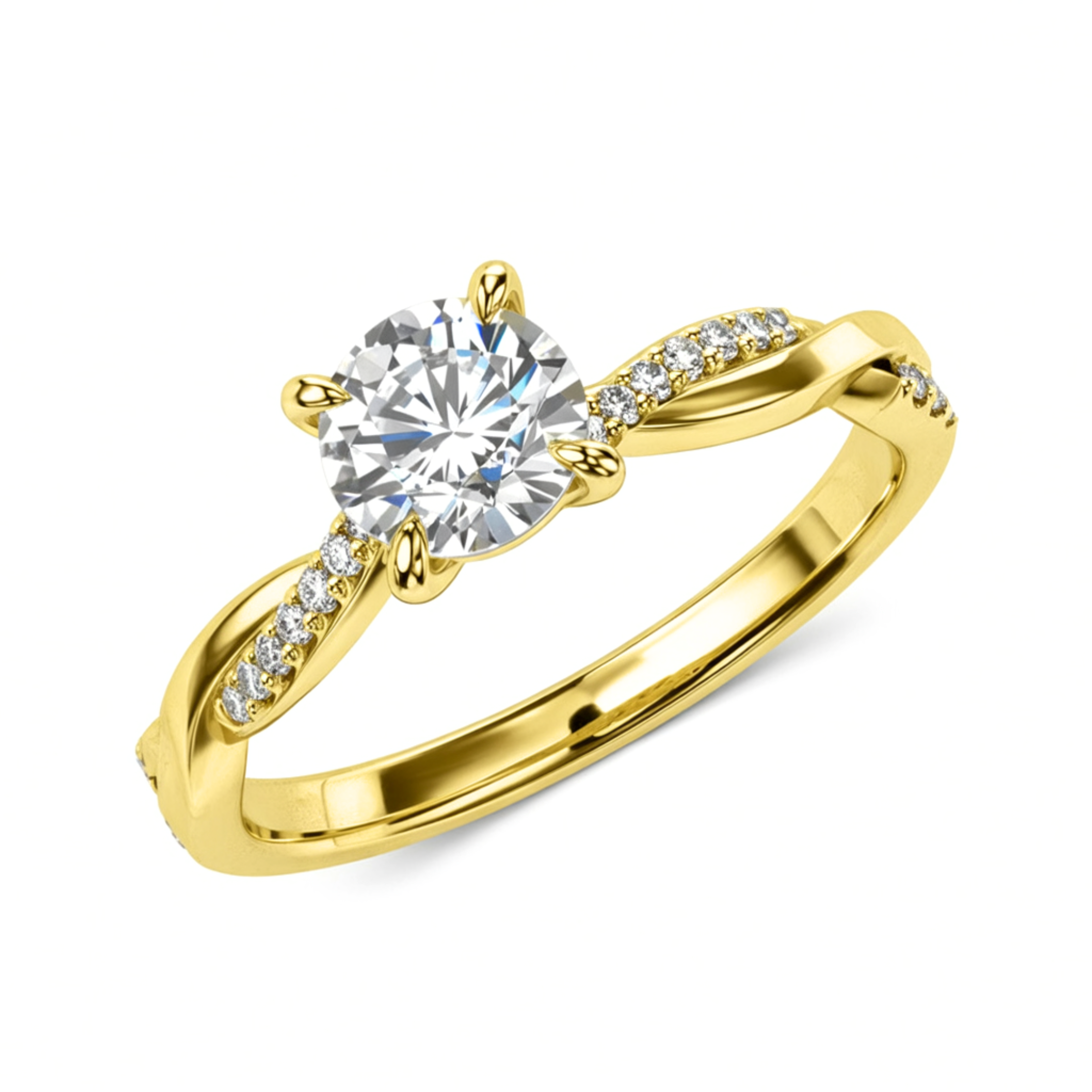 Twisted Band Gold Moissanite Ring