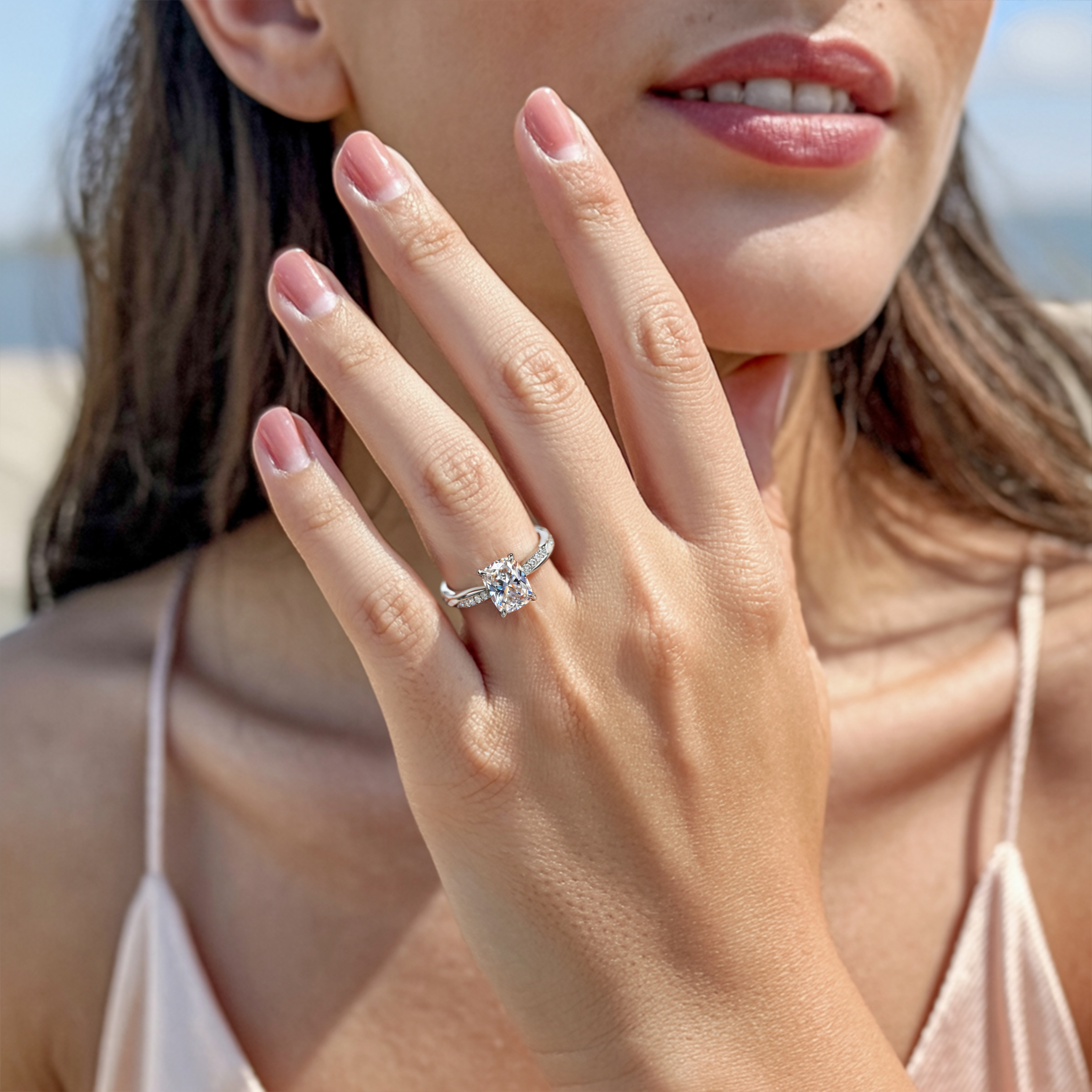 Twisted Band 1CT Radiant Cut Moissanite Ring