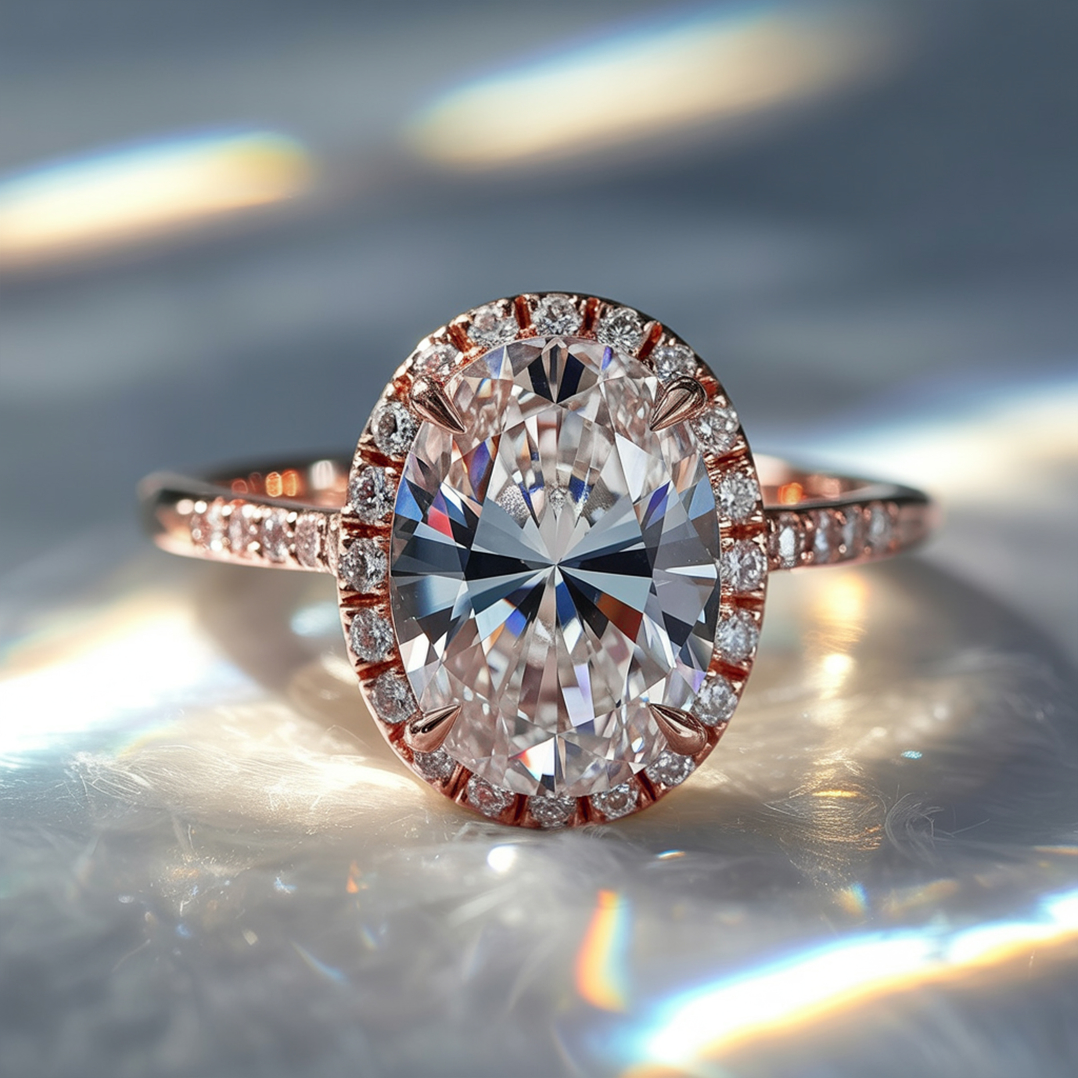 La Opaline - Bague Halo Moissanite