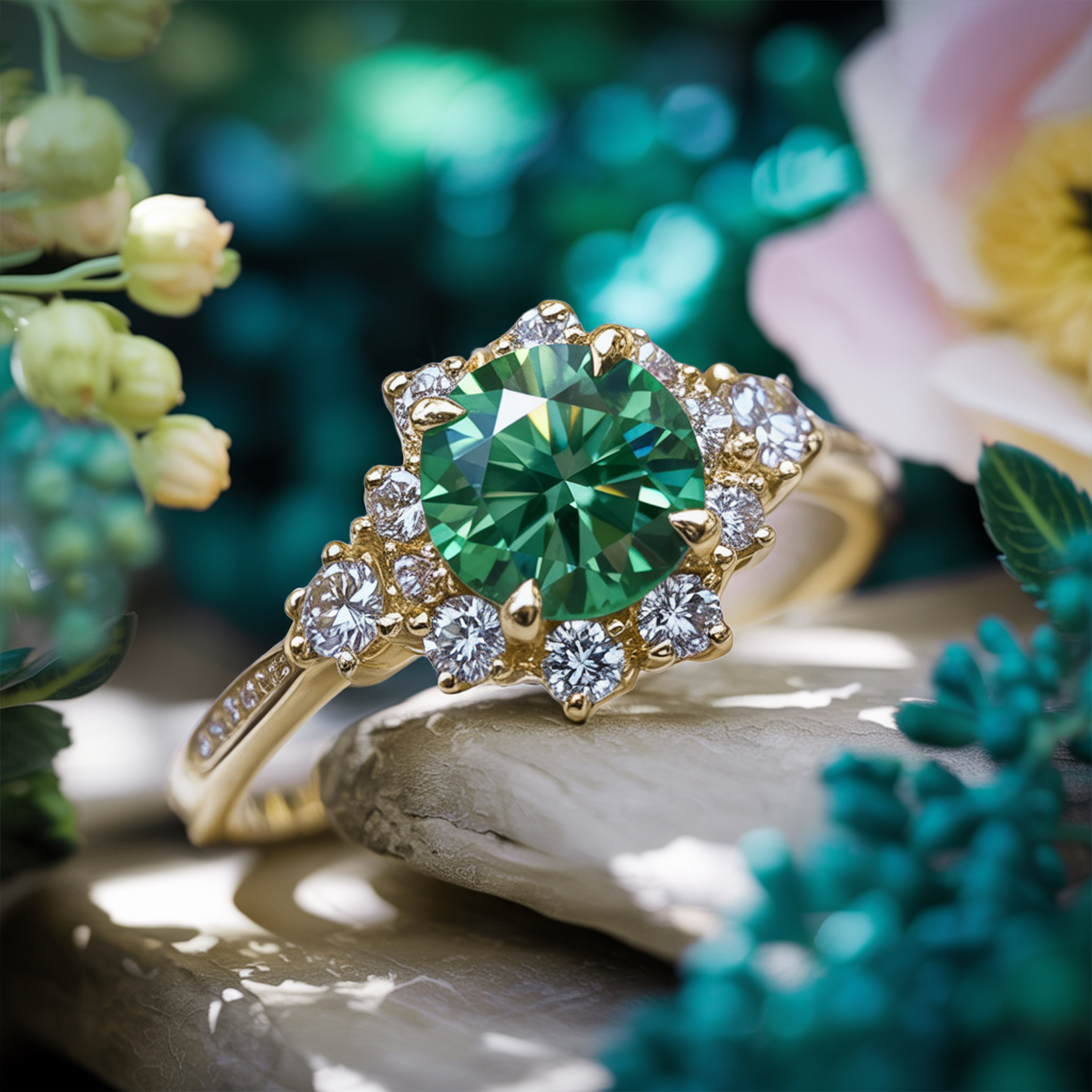 The Bethany - Bague Moissanite Vert Émeraude