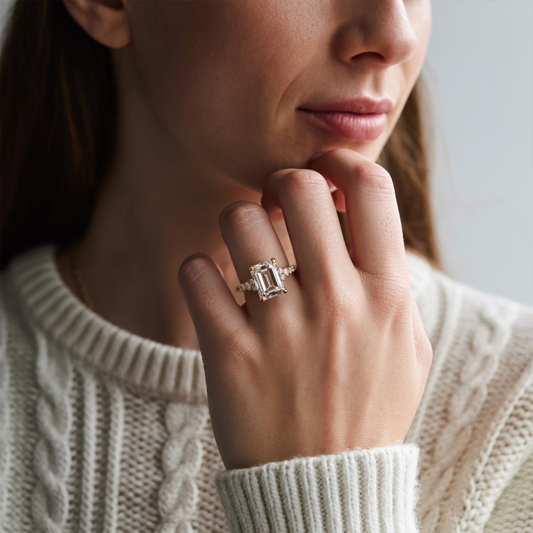 The Adelina Rae 5CT Emerald Cut Moissanite Ring