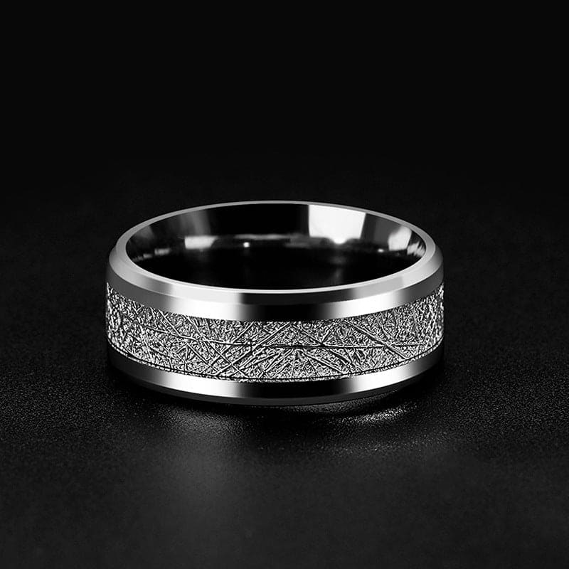 La Titan: Bague Argent Homme Texture Gravée