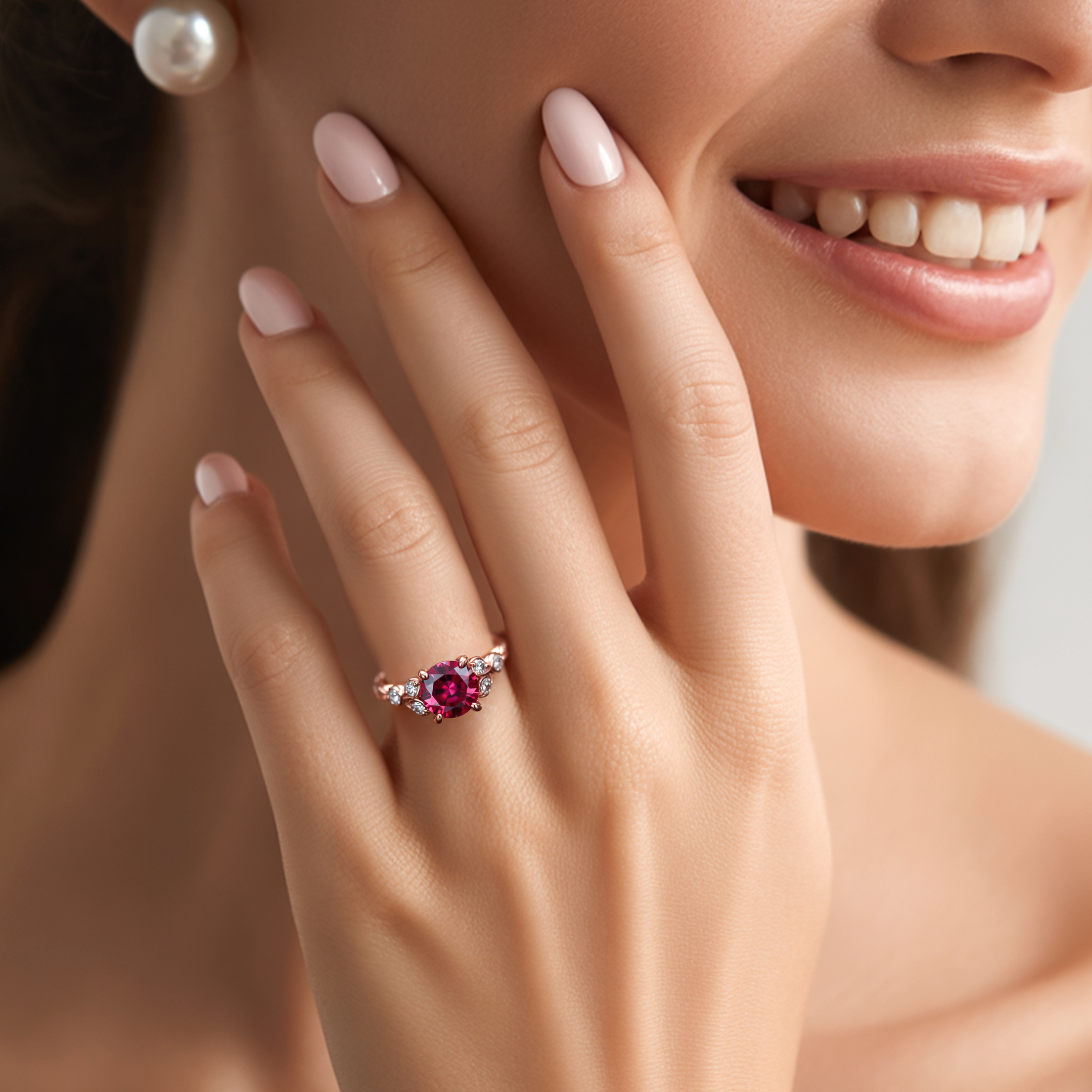 The Katalina 1.5CT Round Cut Red Moissanite Ring