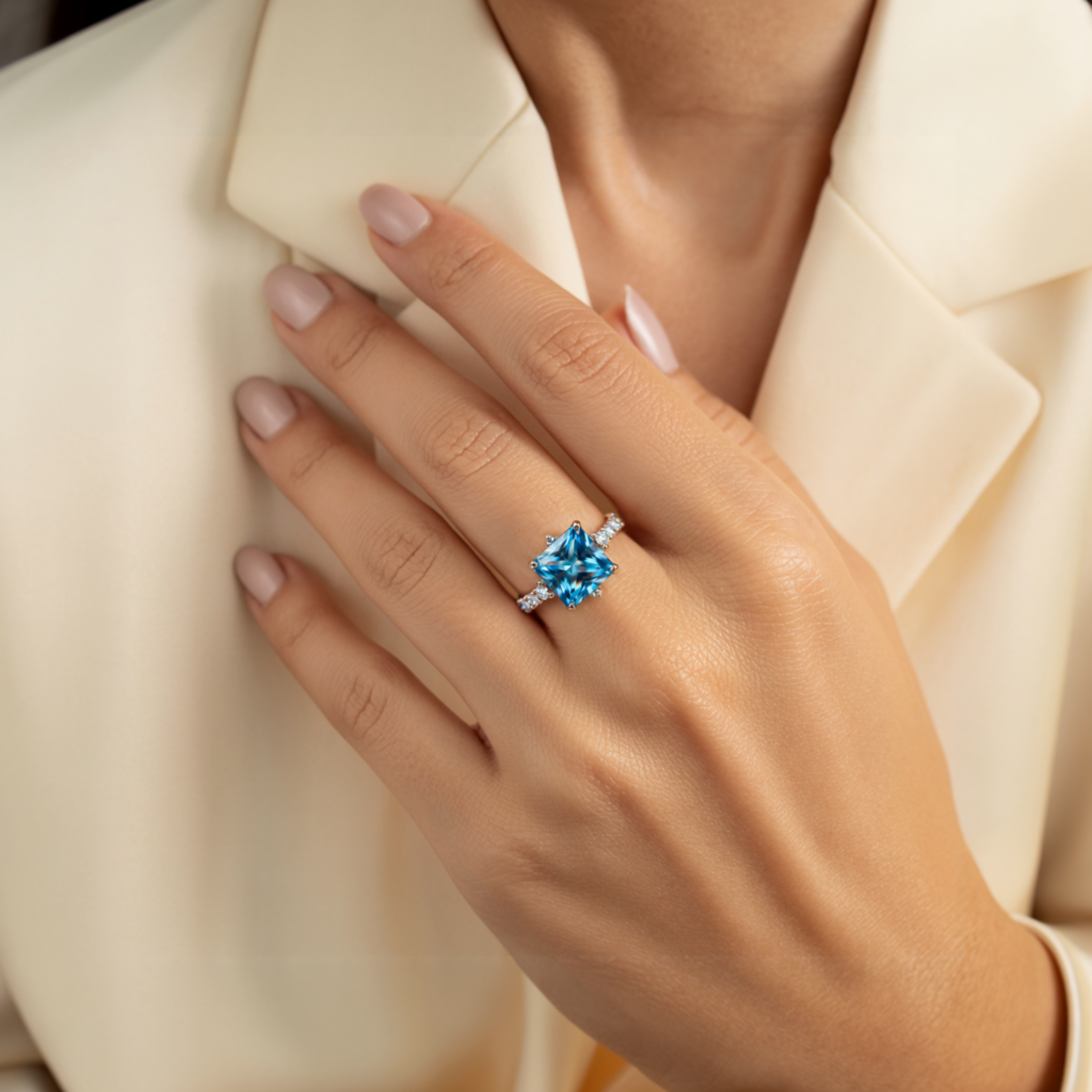 The Caterina 5CT Princess Cut Moissanite Ring