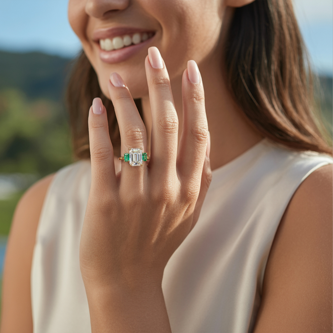 The Bella Jewel – Three-Stone Moissanite Ring