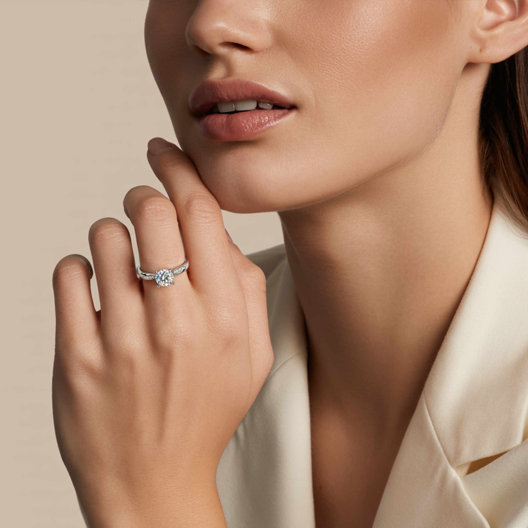 Twisted Band 2CT Round Cut Moissanite Ring