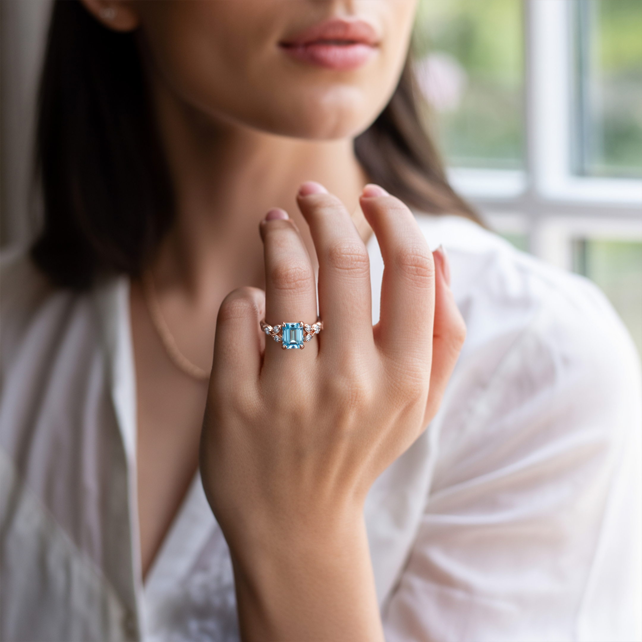 The Katalina Emerald Cut Moissanite Ring