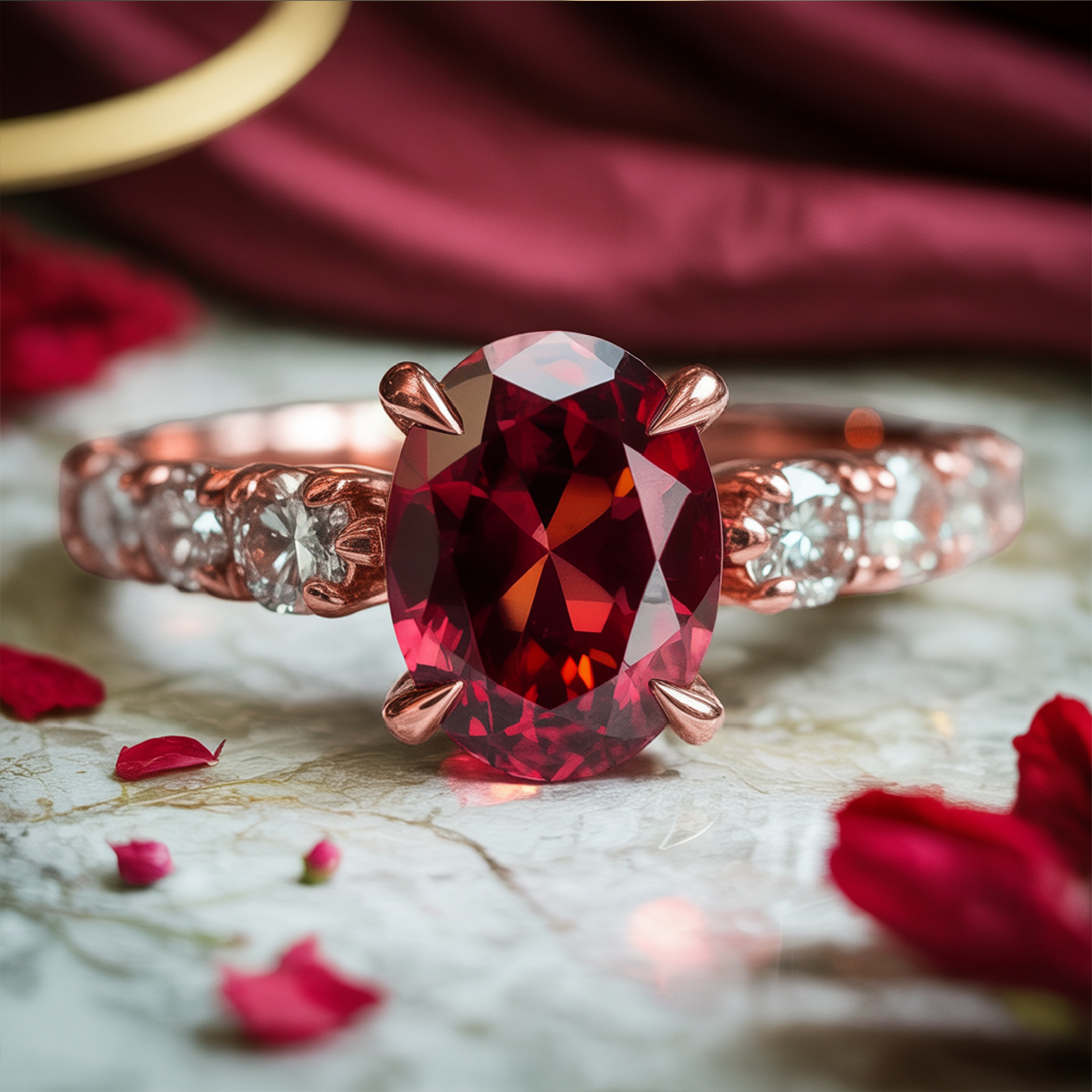 The Celestine - Red Moissanite Ring