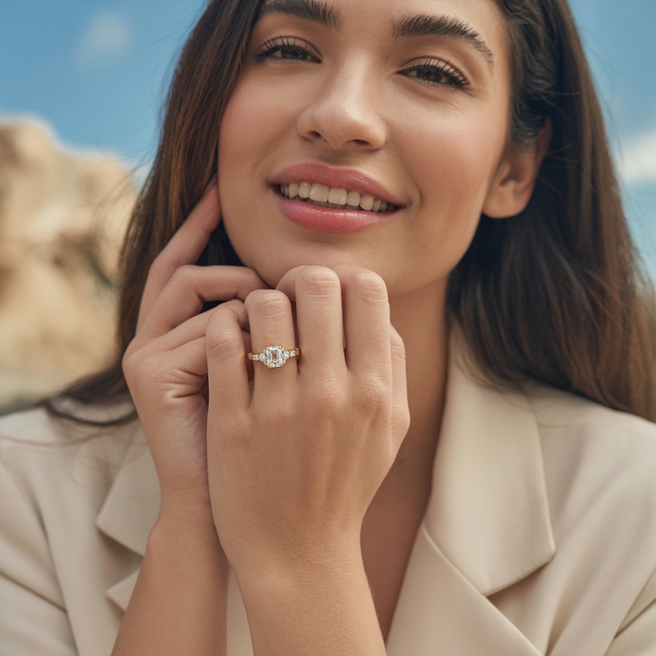 The Bella Jewel 2CT Emerald Cut Moissanite Ring