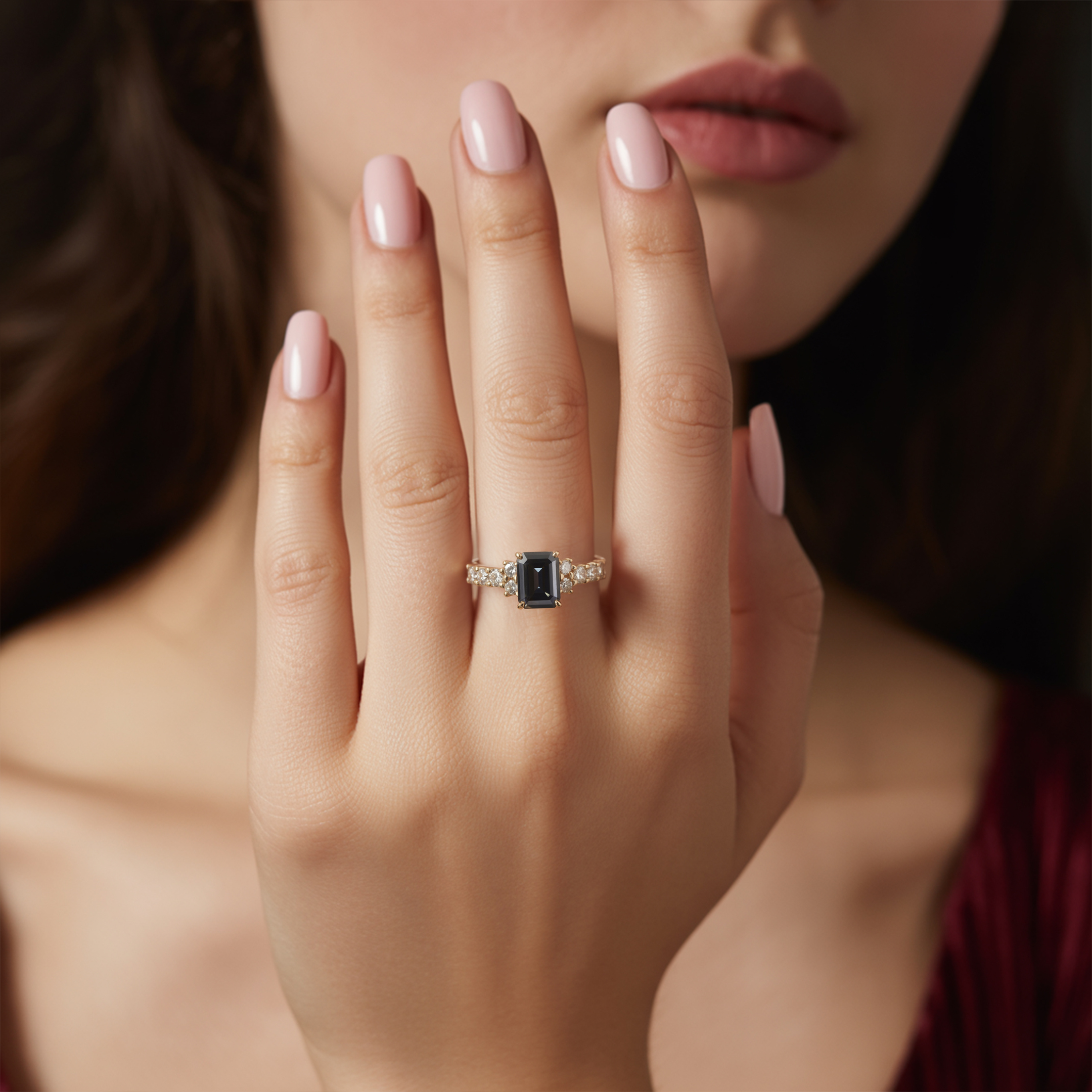 The Adelina Rae 2CT Emerald Cut Black Moissanite Ring