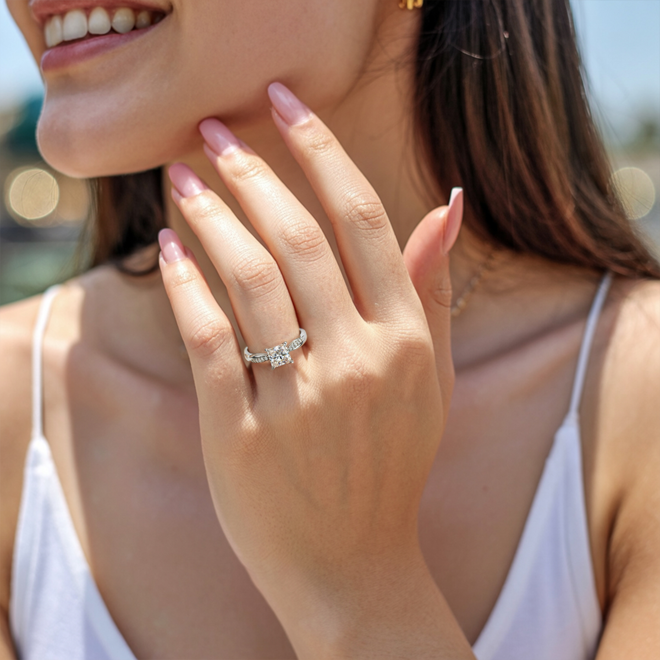 Twisted Band 1CT Princess Cut Moissanite Ring