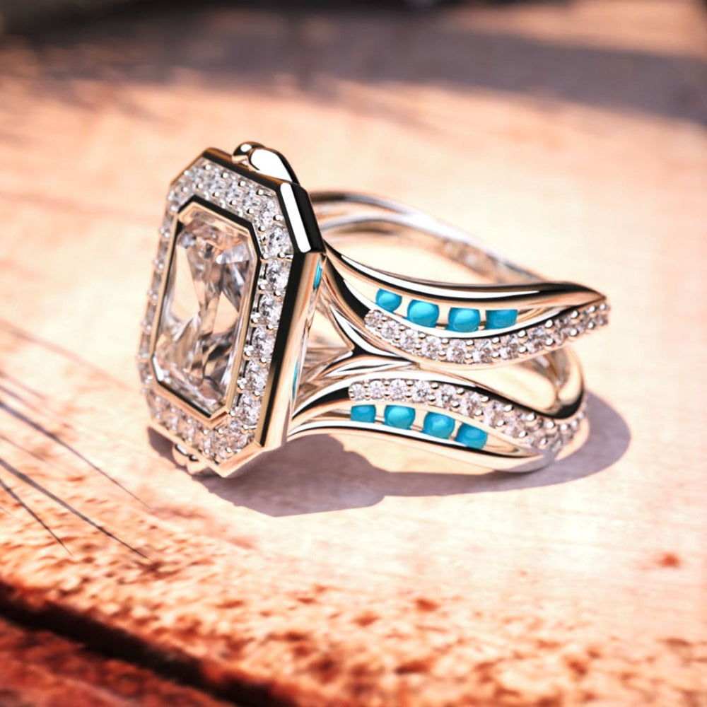 La Couronne de l'Océan: Bague Diamant Éthique - Argent Sterling S925