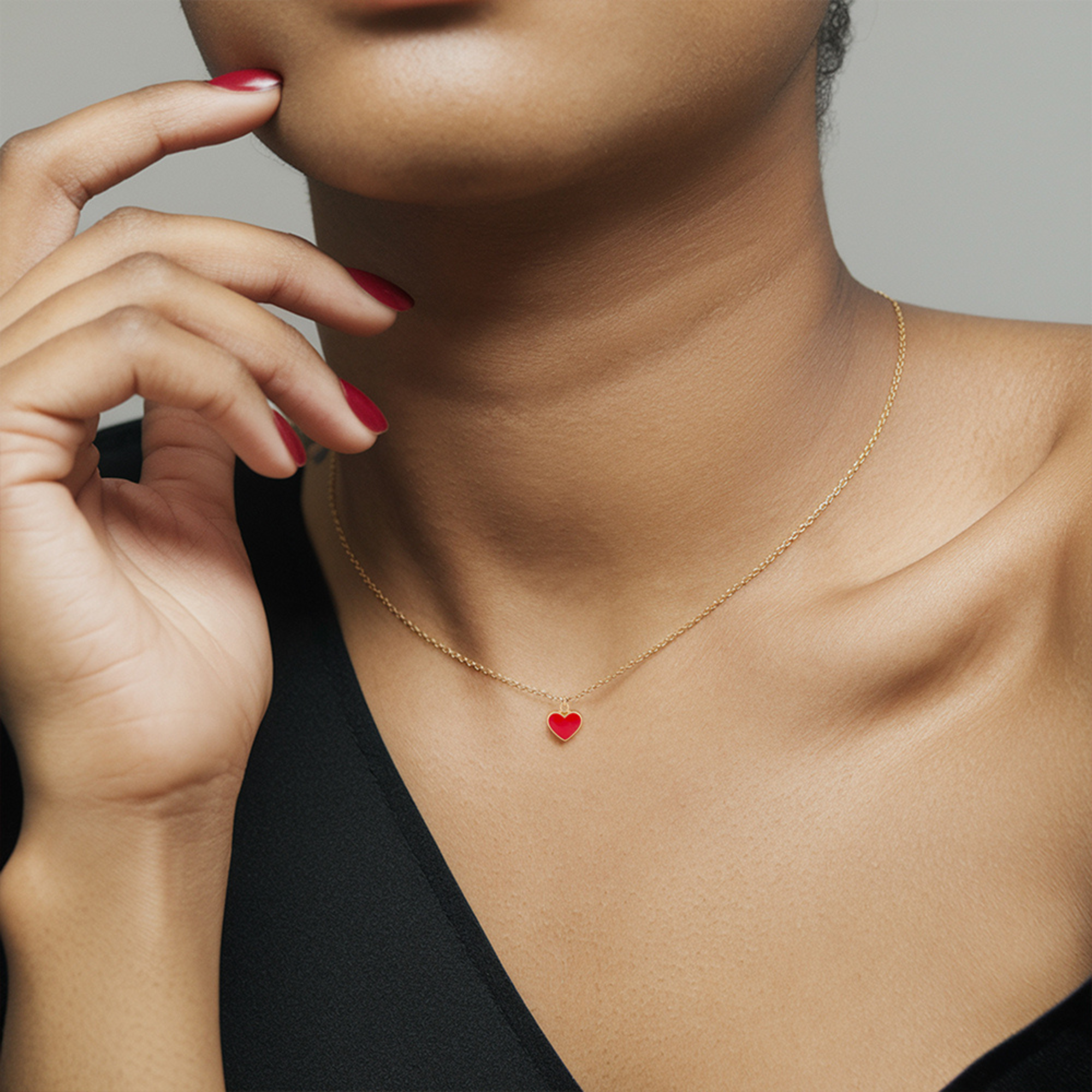 Charmant Mini Collier Coeur Rouge
