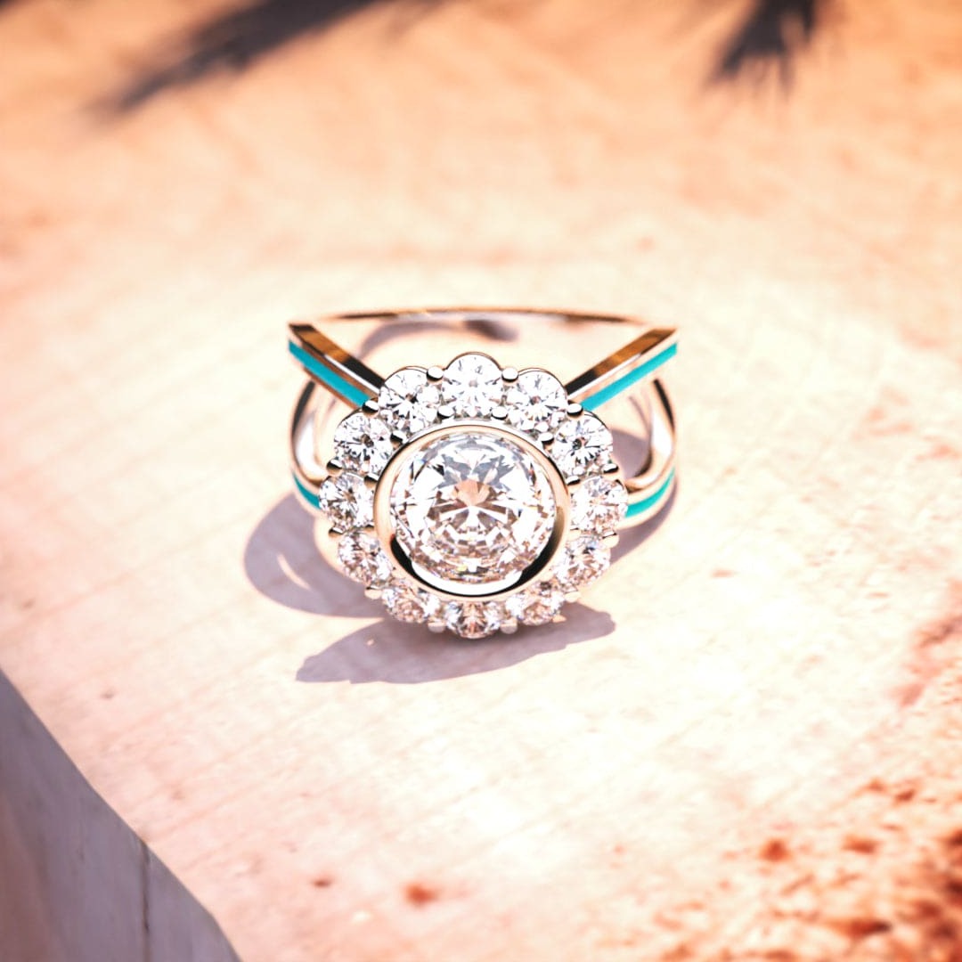 Ocean's Bloom: Bague Grappe de Diamants - Argent Sterling S925