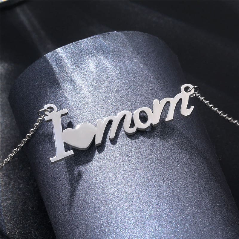 Collier Pendentif "I Love Mom" - Acier Inoxydable