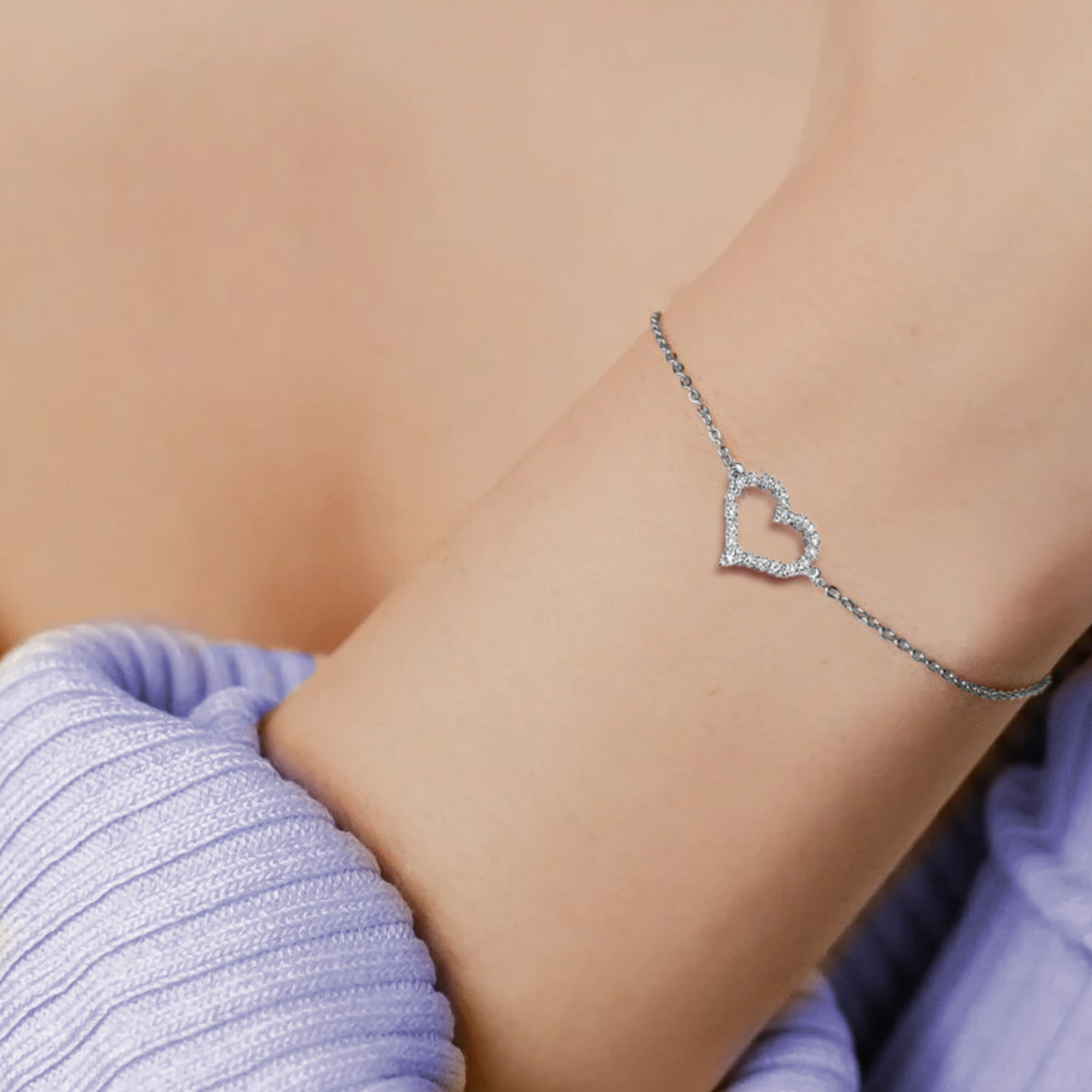 Bracelet Cœur avec Accent Diamant