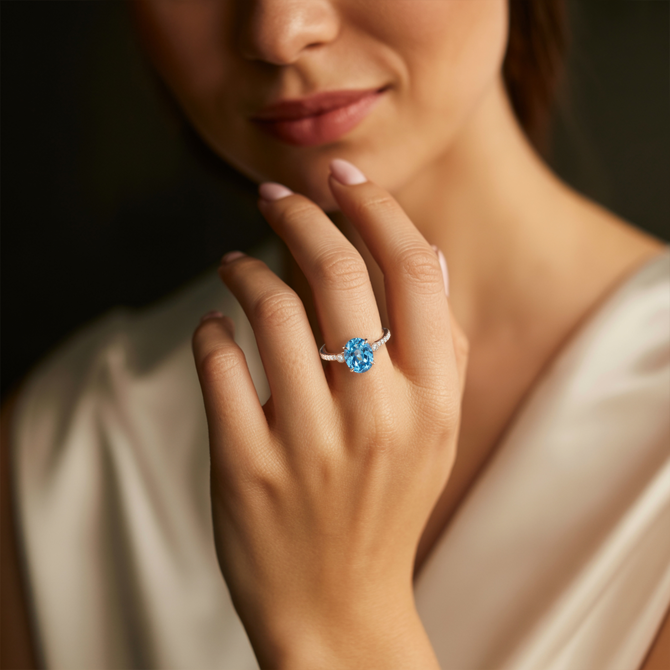 La Luna - Bague Moissanite Bleue