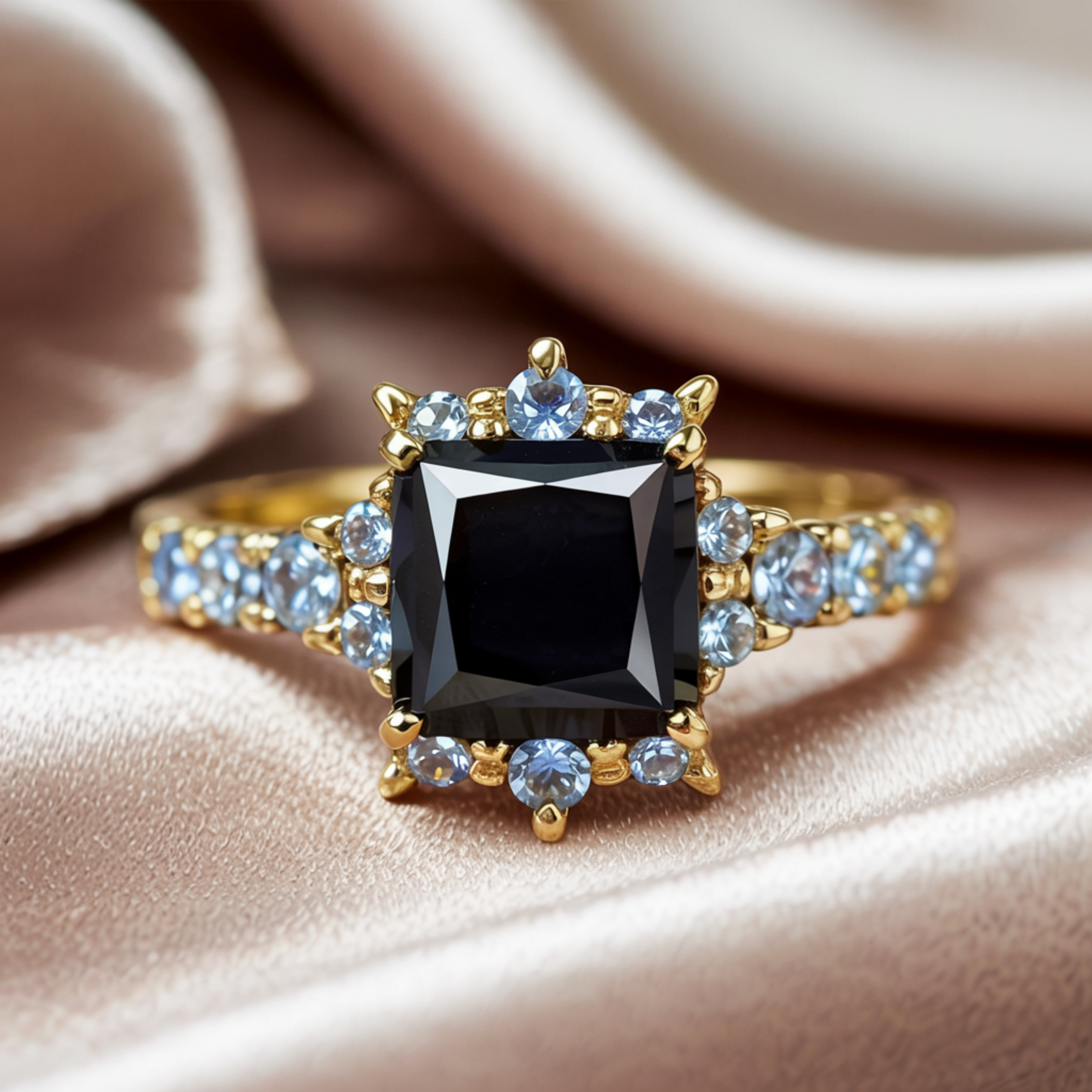 The Caterina 1CT Princess Cut Black Moissanite Ring