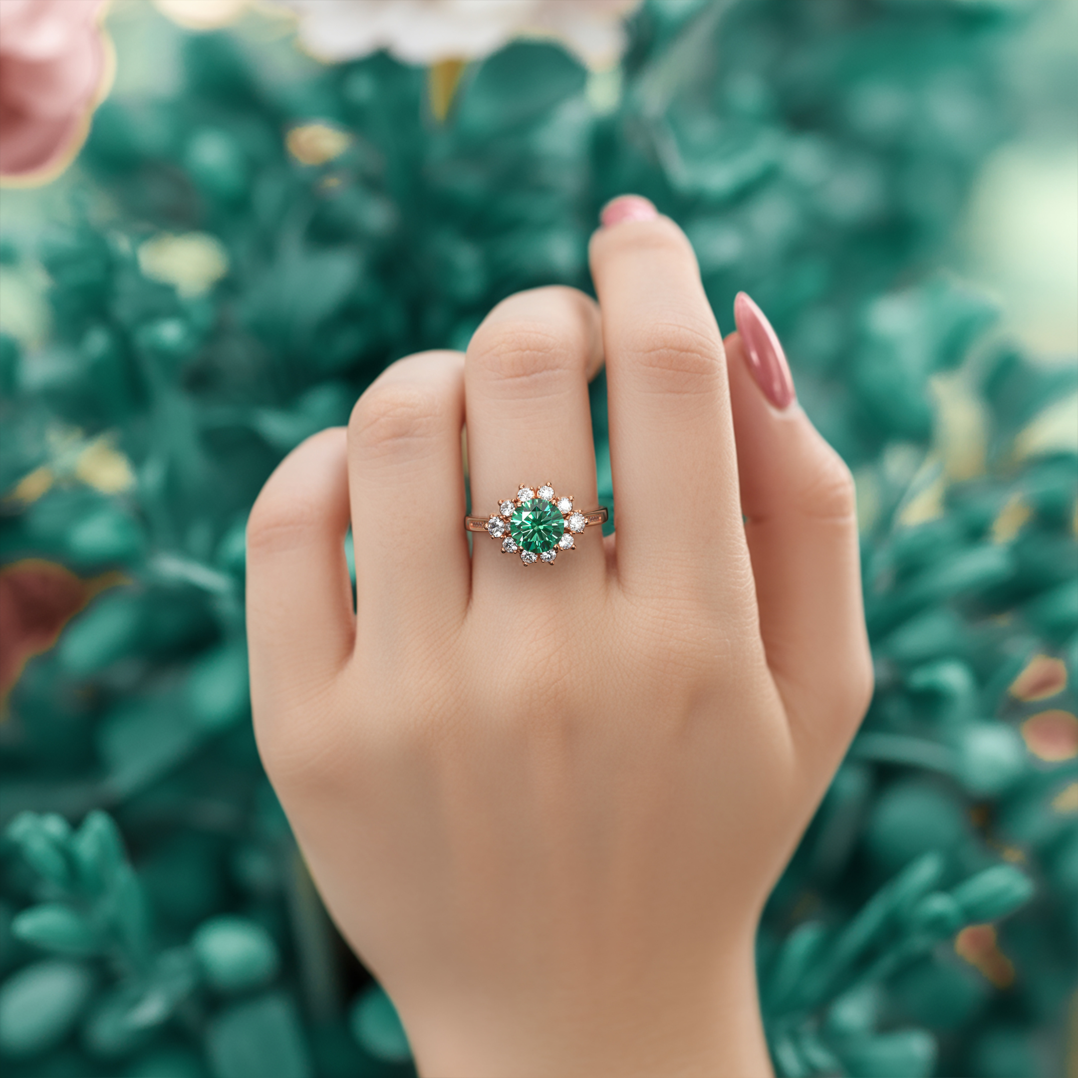 The Bethany - Bague Moissanite Vert Émeraude