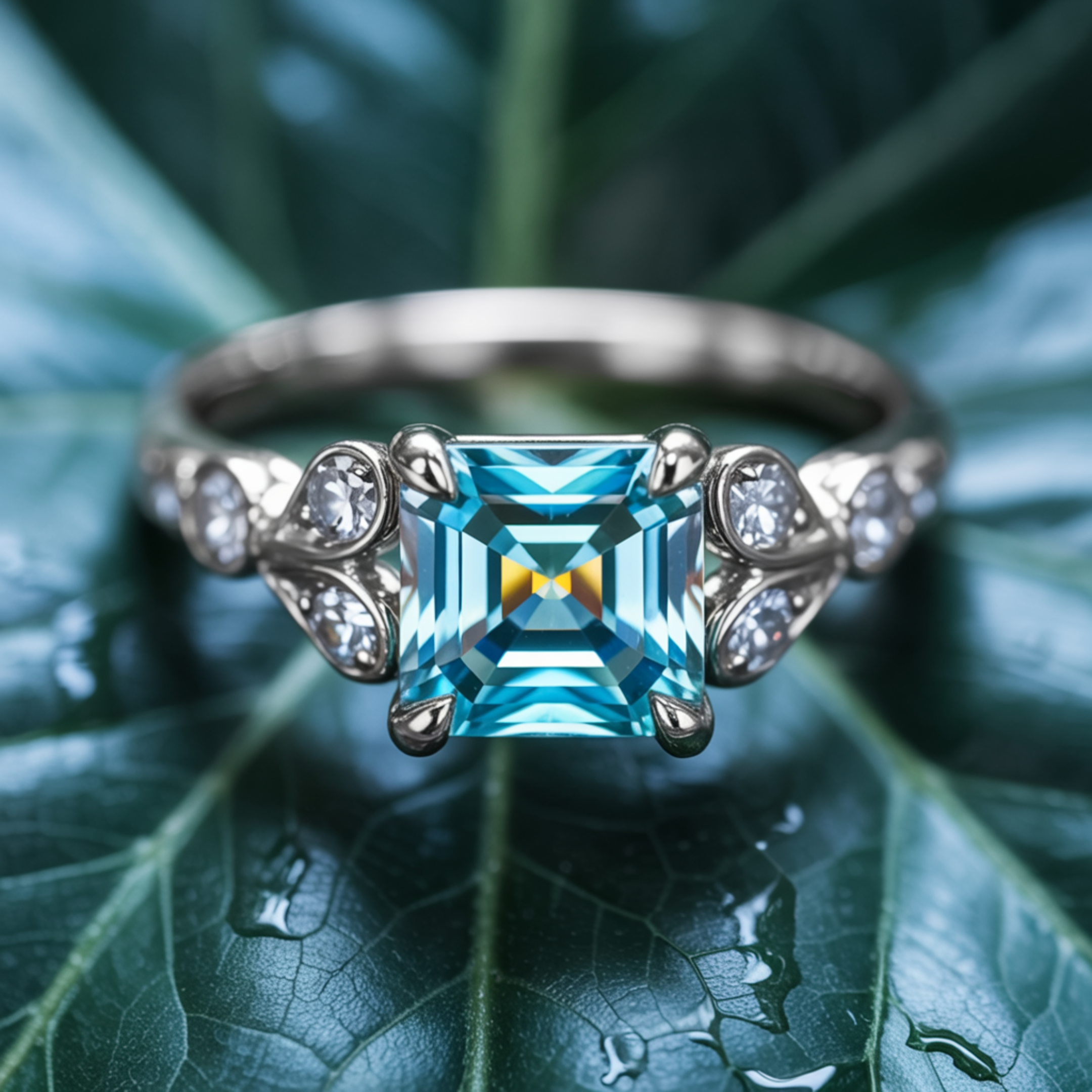 The Katalina Asscher Cut Moissanite Ring