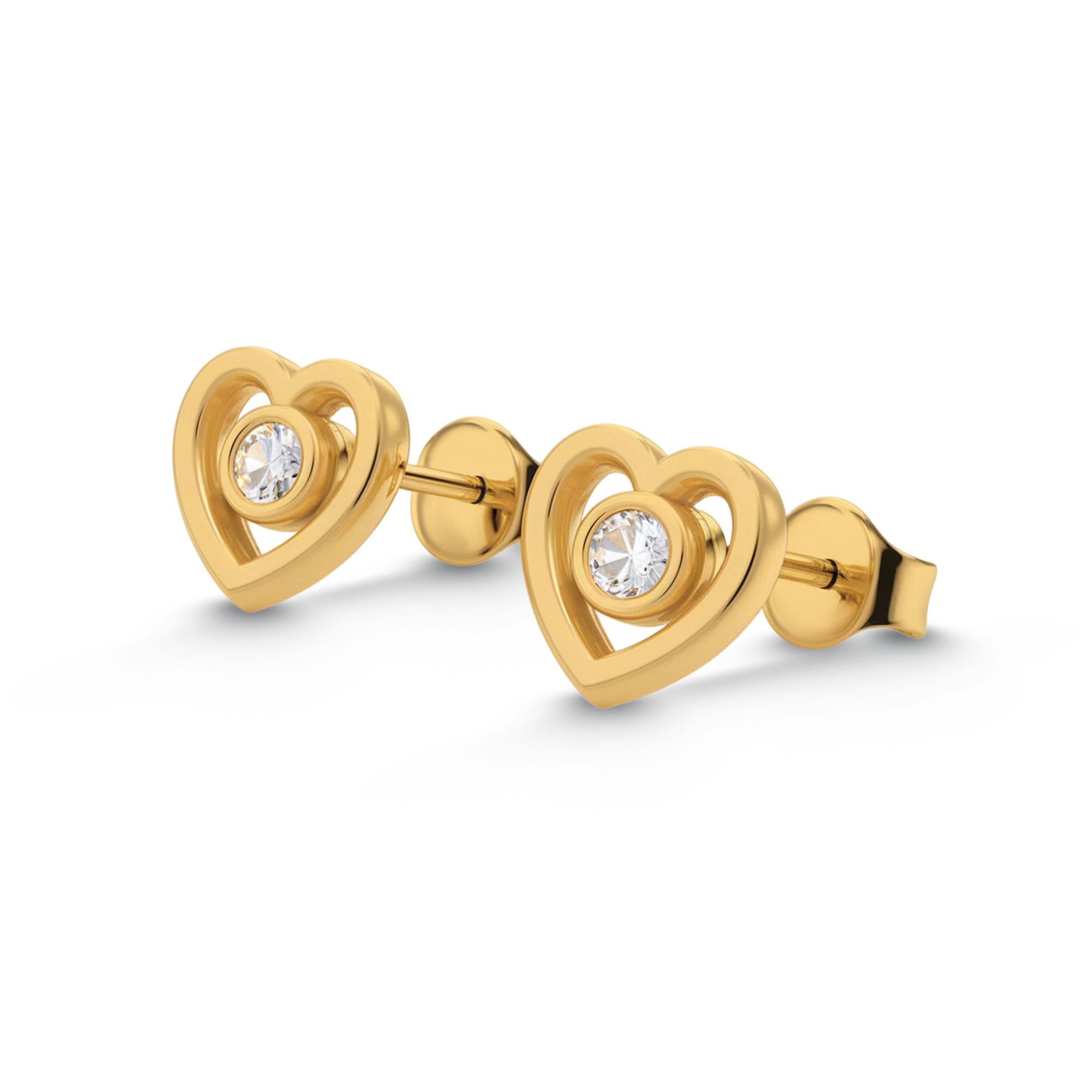 Adorables boucles d'oreilles cœur argenté et diamant