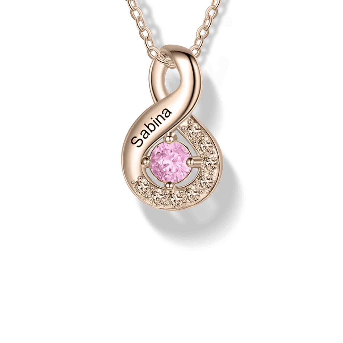 Collier Infini Familial Personnalisé Pierres de Naissance - Argent Sterling S925
