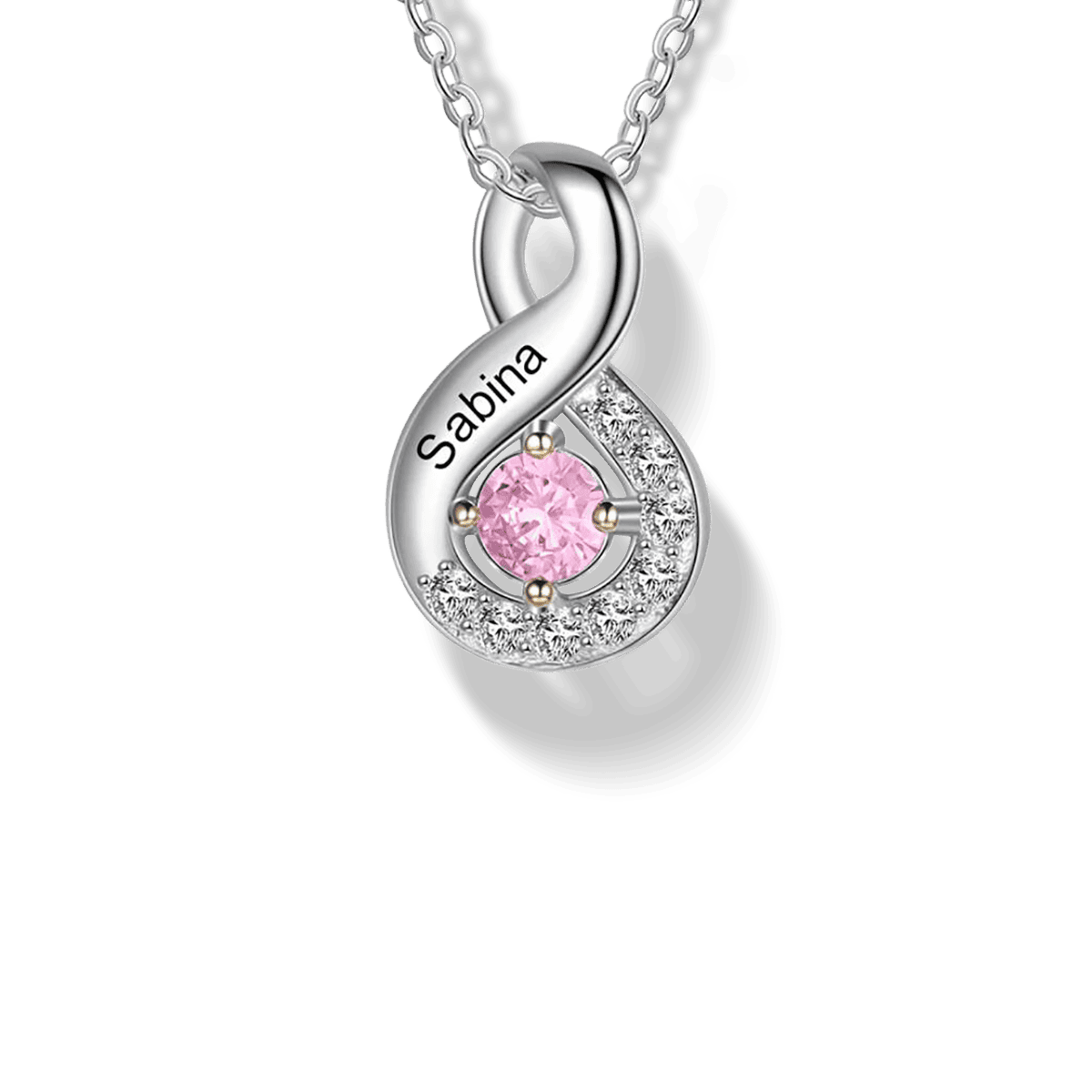 Collier Infini Familial Personnalisé Pierres de Naissance - Argent Sterling S925