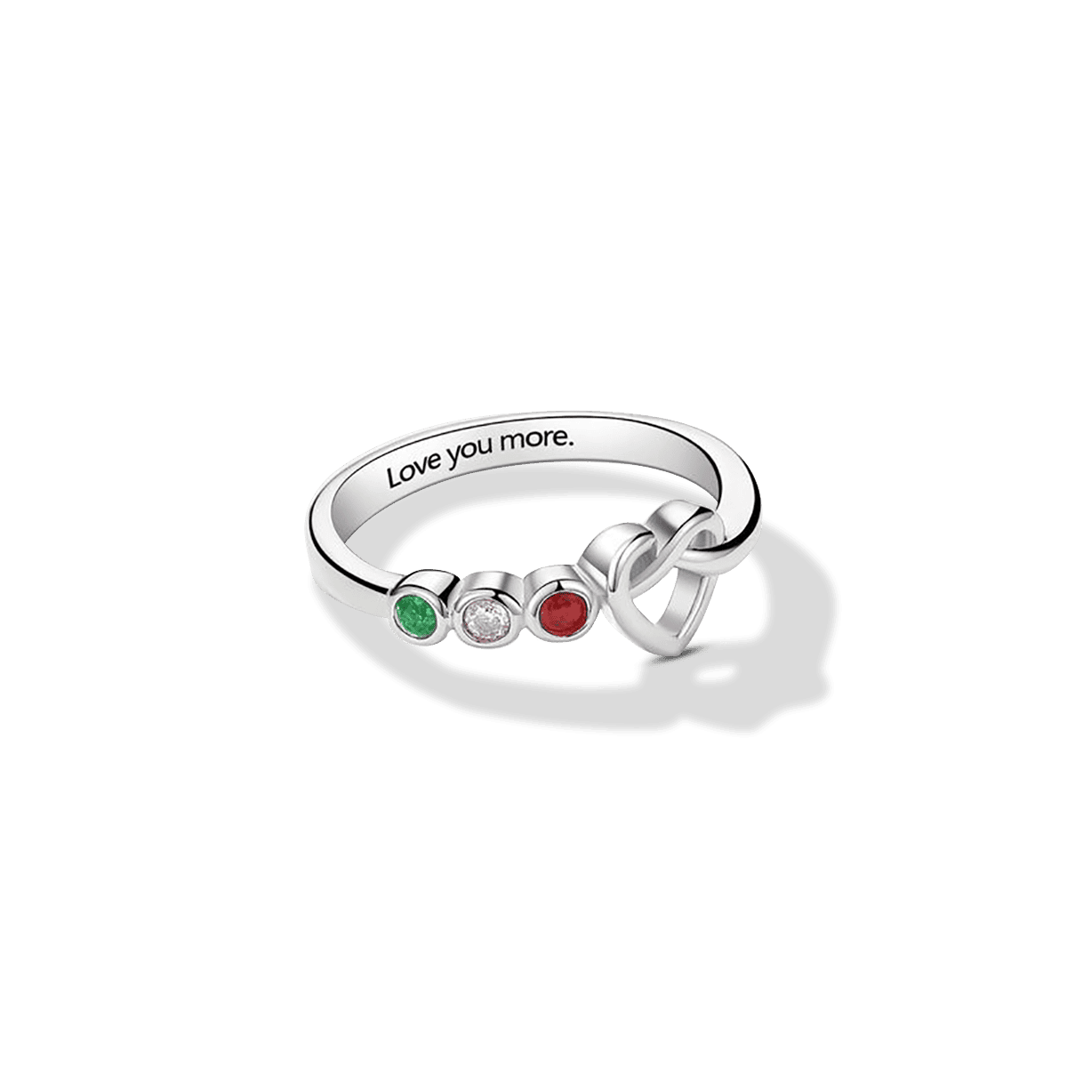Bague Personnalisée "Je t'aime plus" Pierres de Naissance Familiales - Argent Sterling S925