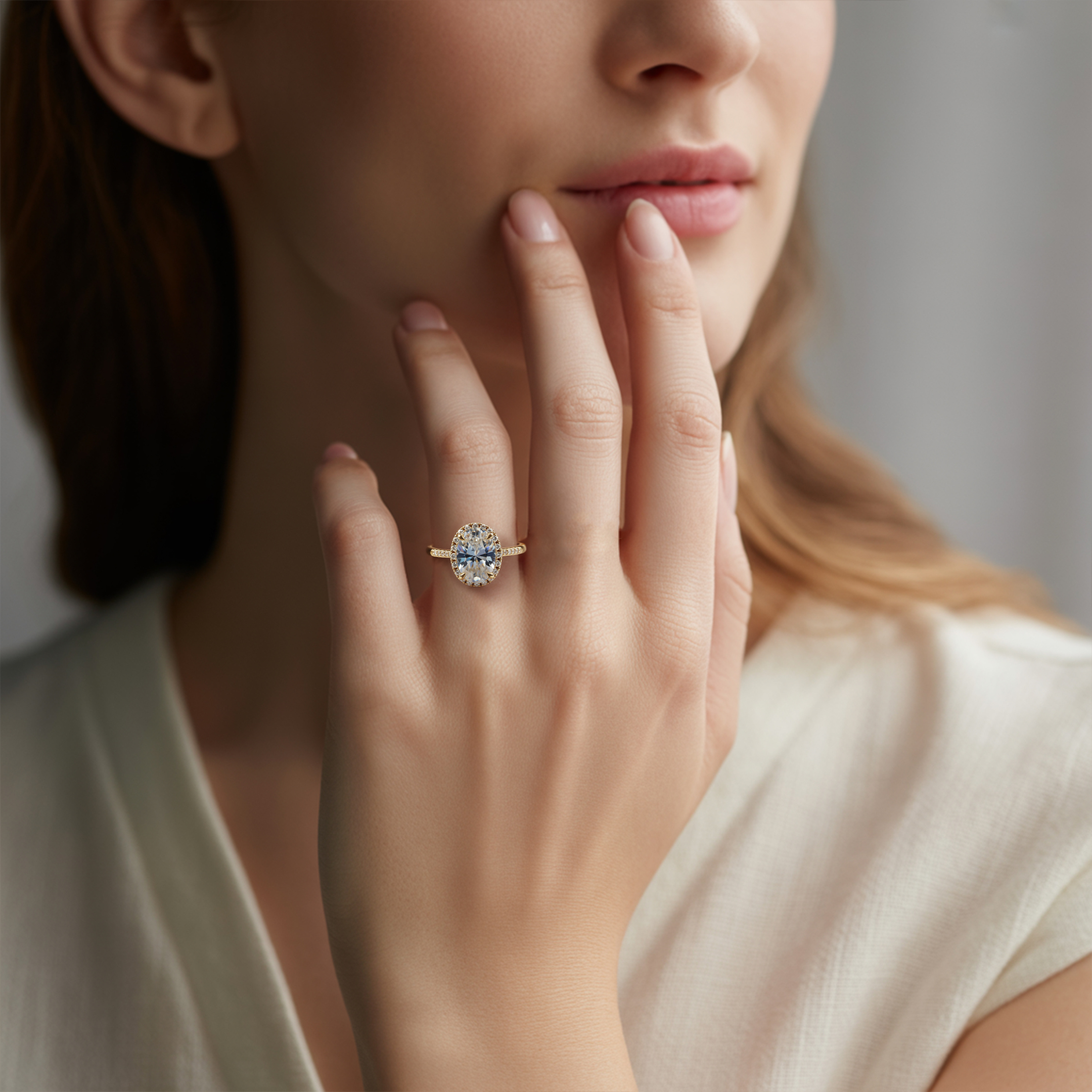 La Opaline - Bague Halo Moissanite